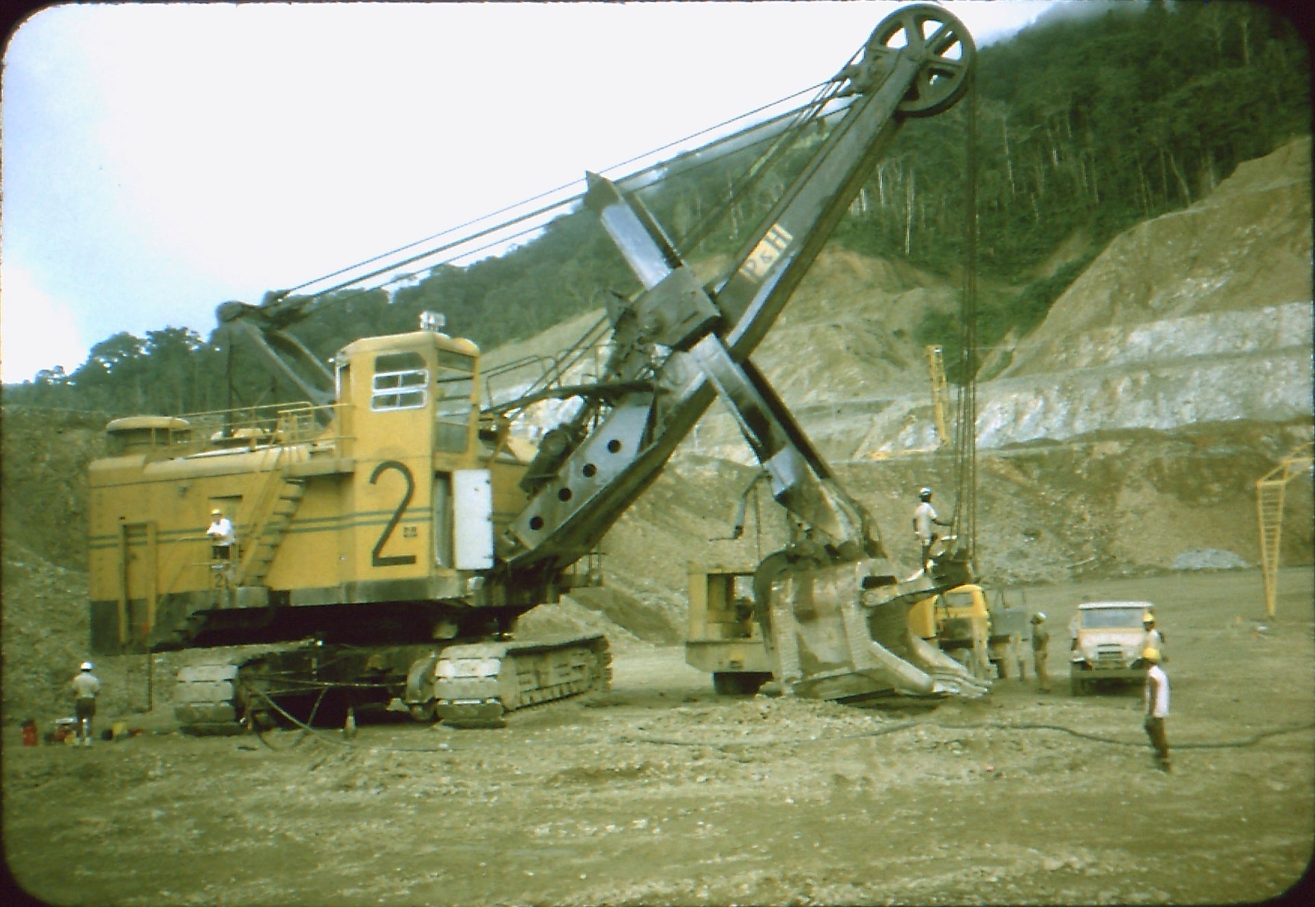 Shovel undergoing service Panguna mine overburden, Boungainvill…