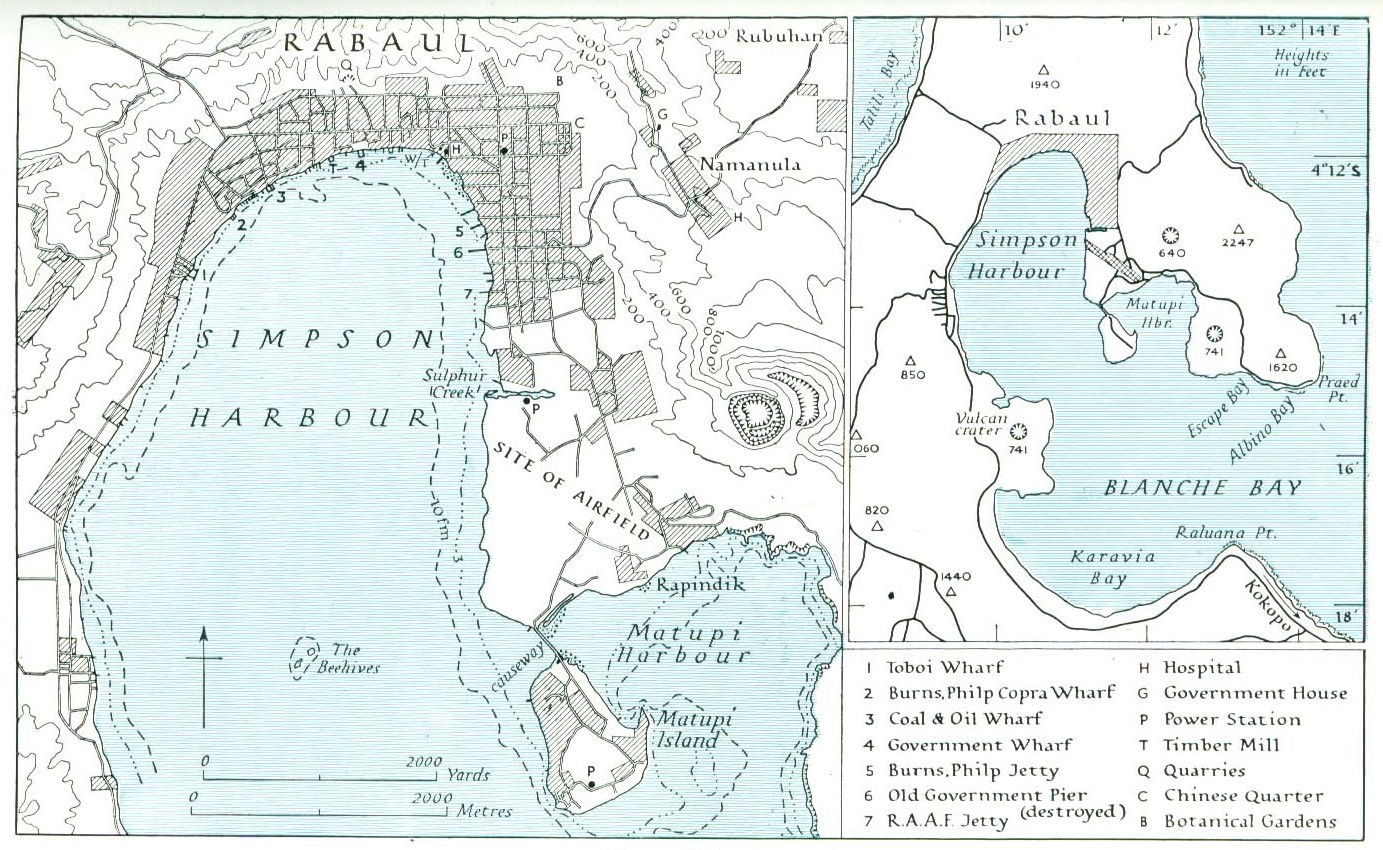 Old map of Rabaul from 1943