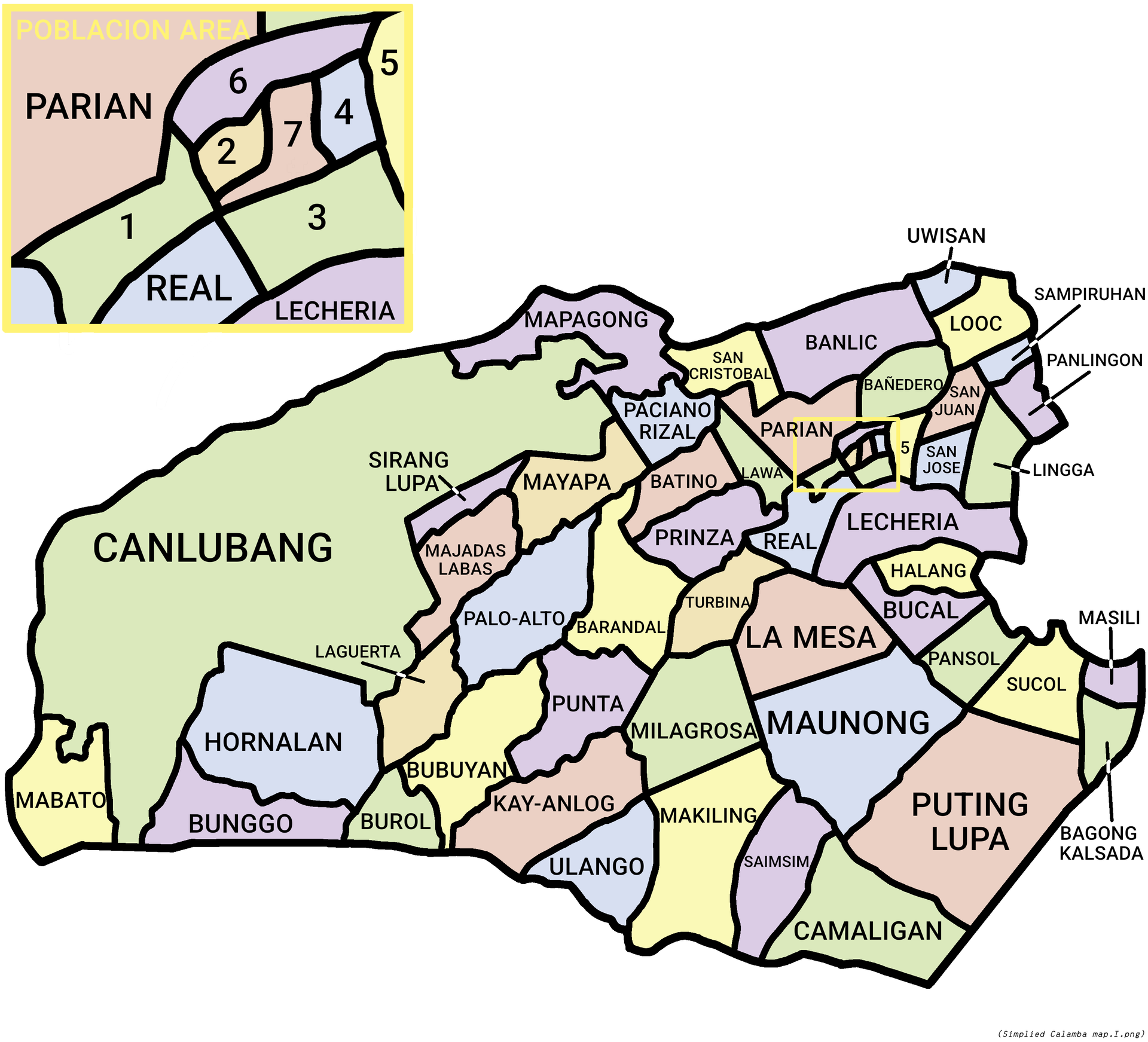 Subdivision/Barangay map of Calamba