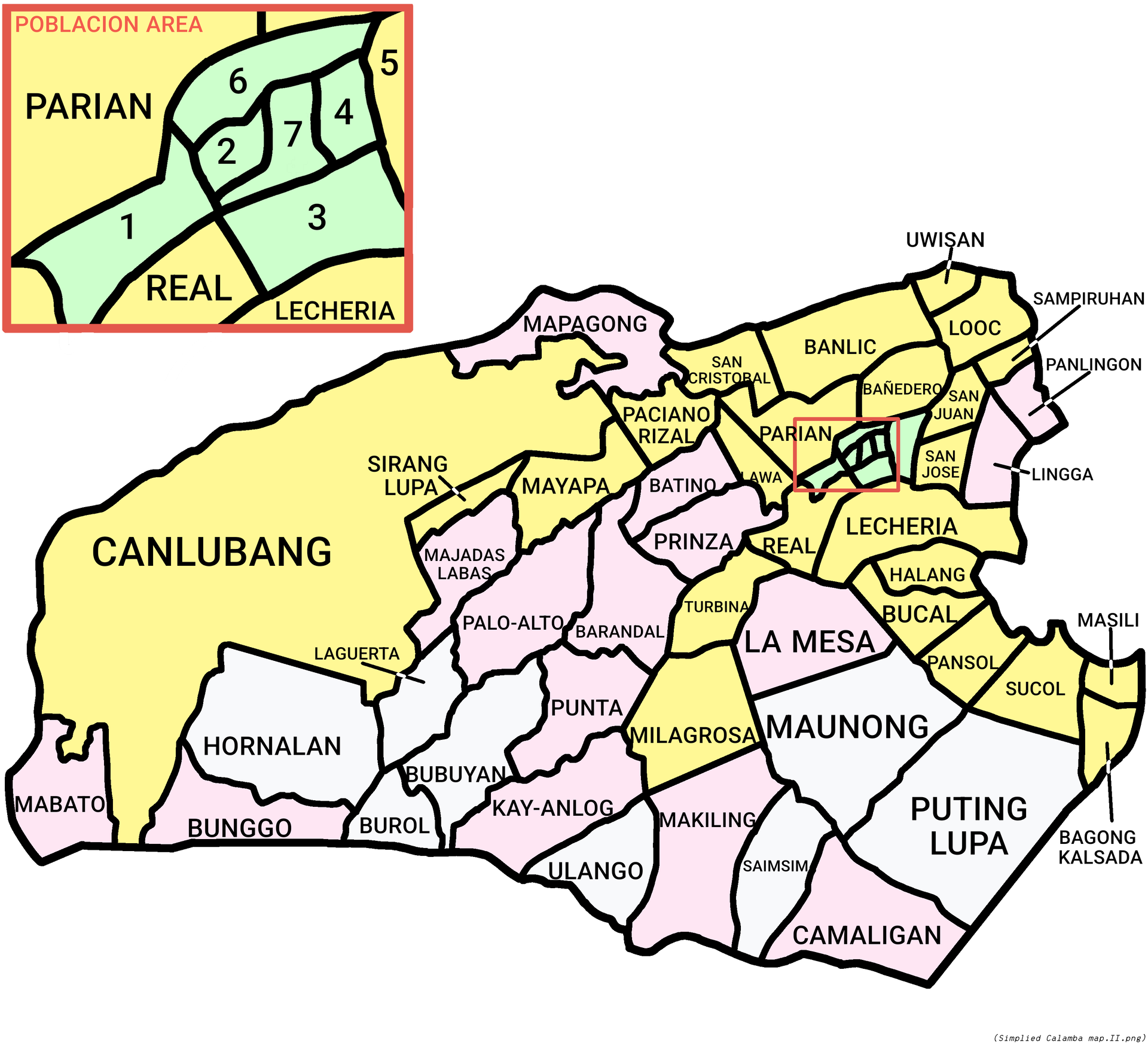 Subdivision of Calamba based in Classification. Green areas are…