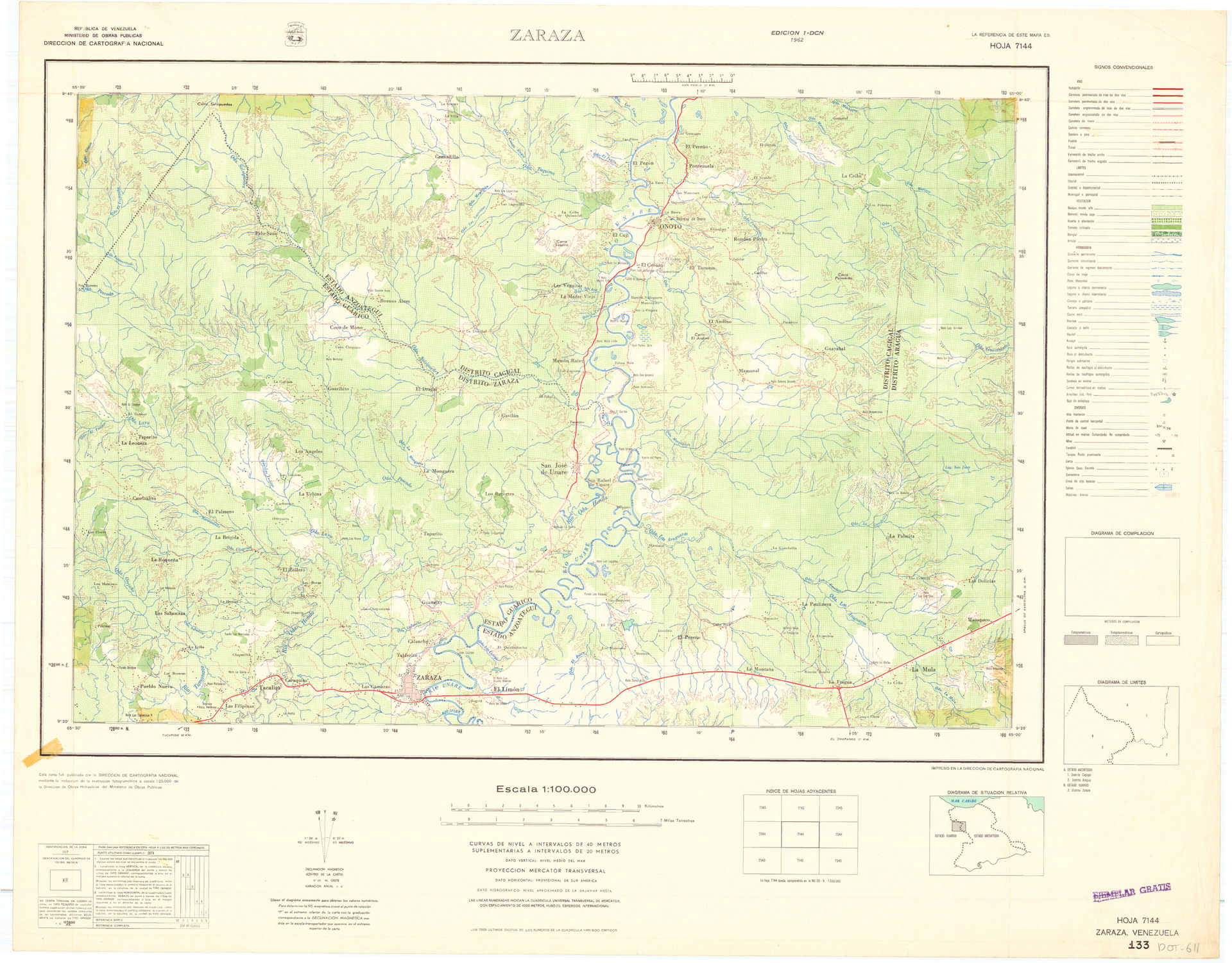Official topographic maps of Venezuela, at scale 1:100.000.