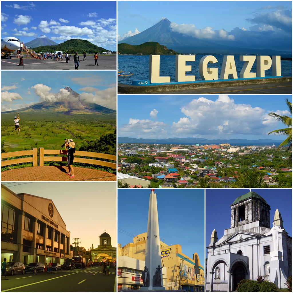Photo montage of Legazpi City
Clockwise from top right: JCI Leg…