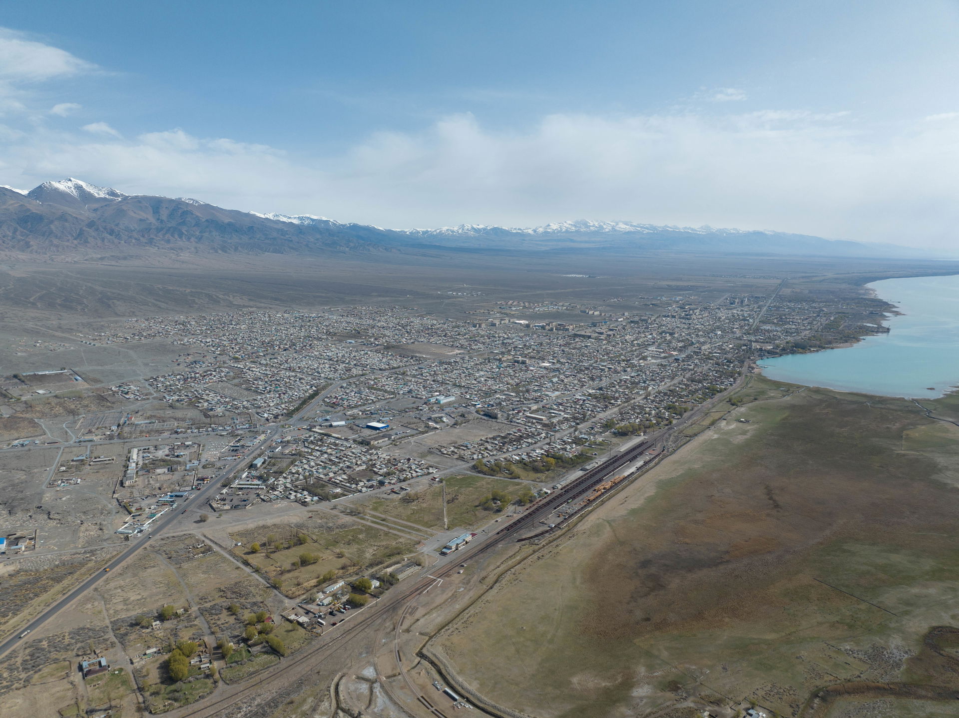 Balykchy photographed from above. Issyk-Kul Province, Kyrgyzsta…