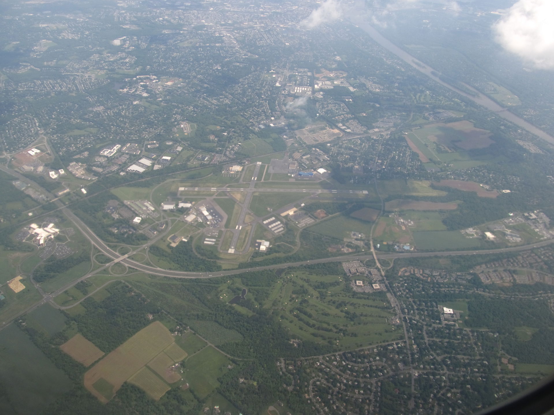 Aerial view of Ewing, New Jersey, looking southeast. Trenton-Me…