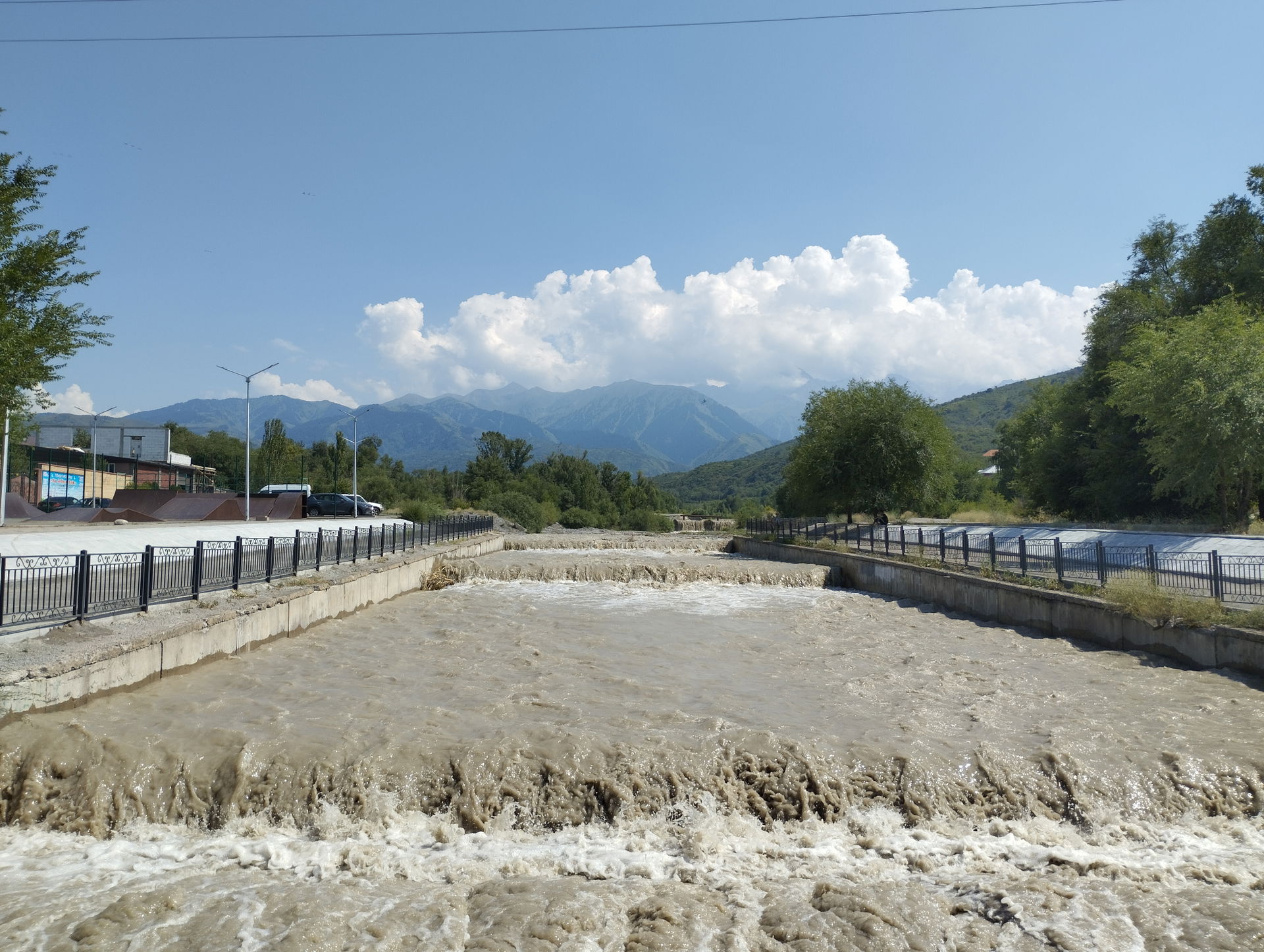 Issyk river within Esik town’s boundaries. July, 2023.
