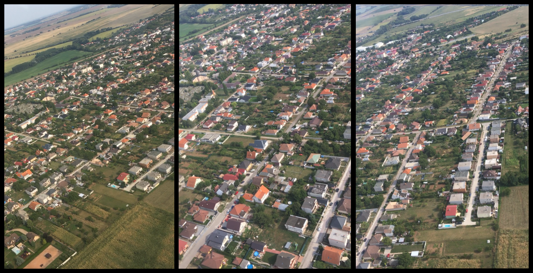 Three views on the village of Pata, Slovakia