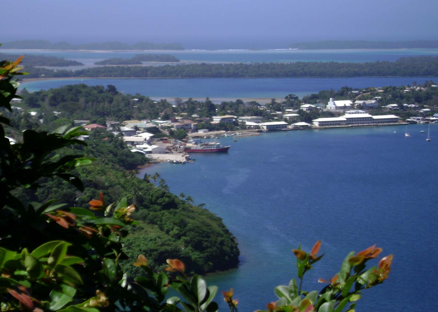 Port of Refuge harbour as seen from mount Talau, Vavaʻu, Tonga;…