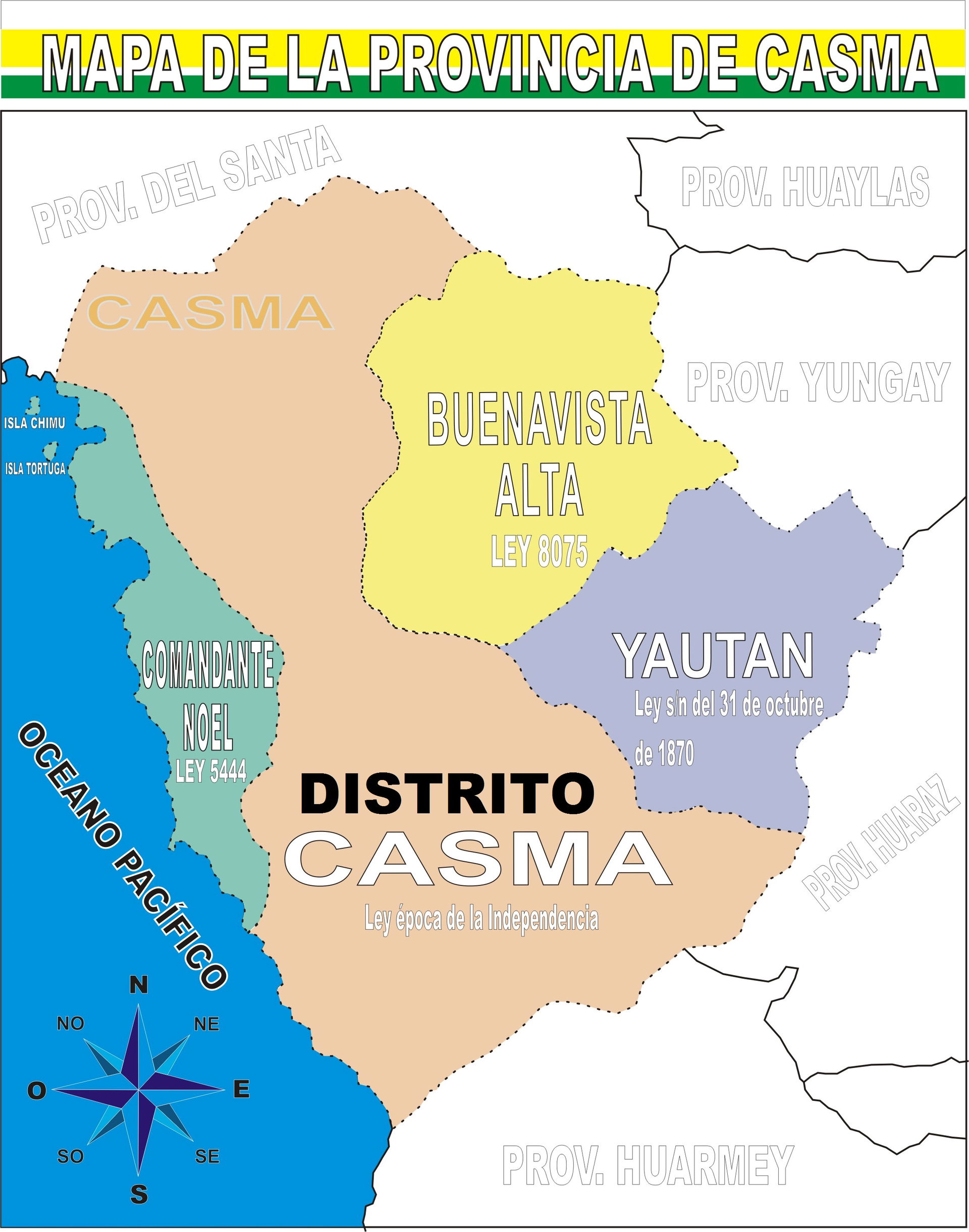Mapa provincia de Casma con Distrito Casma