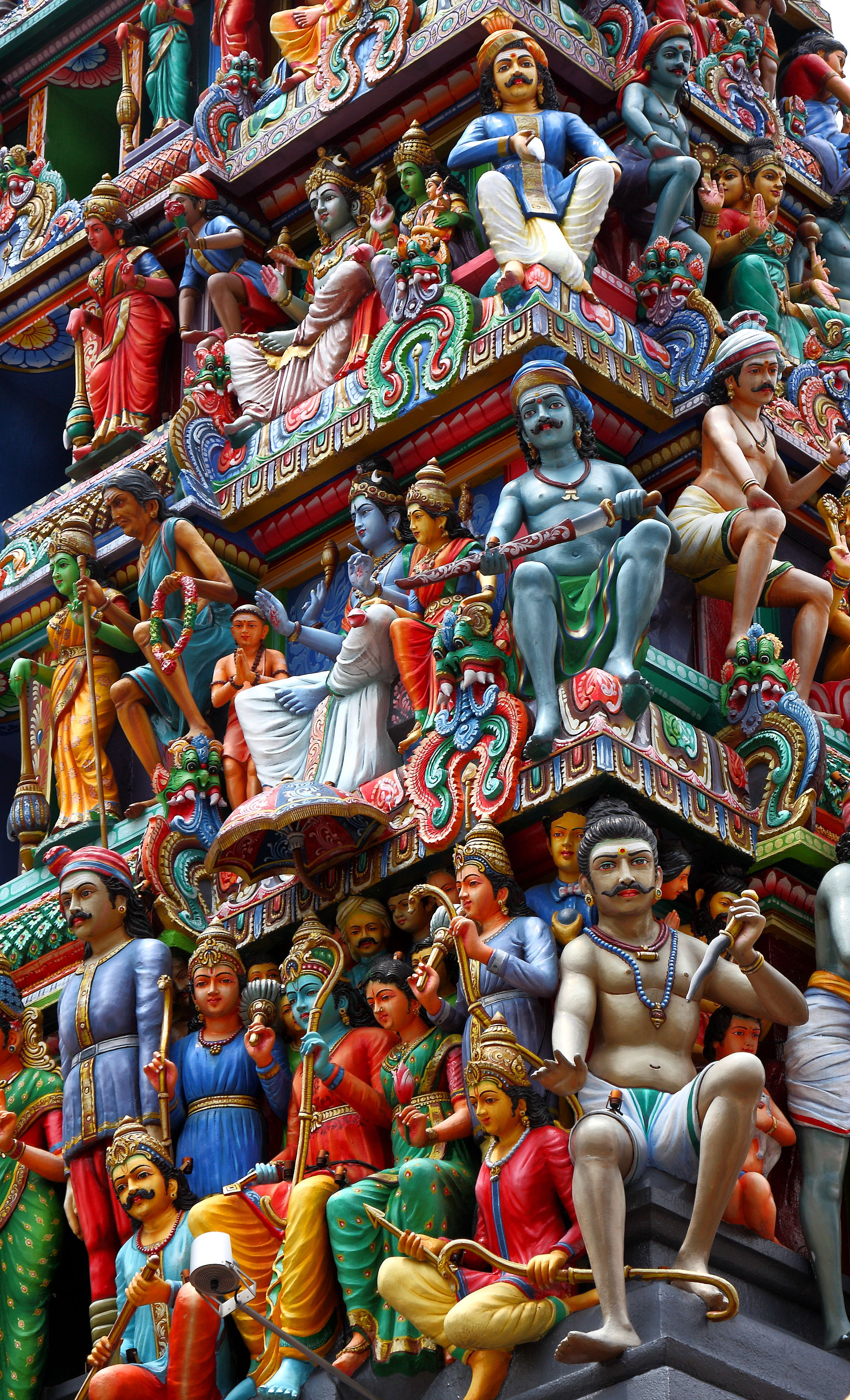 Detail view on the gopuram (tower) at the entrance of the Sri M…