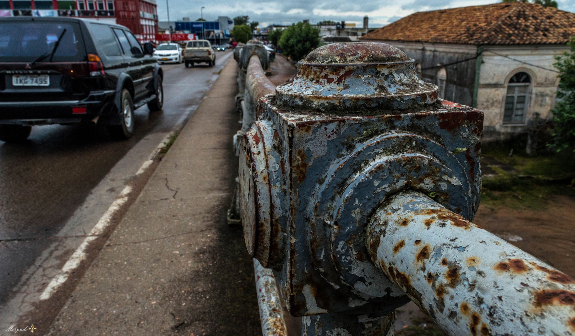 Detalhe da ponte que faz a fronteira entre o Brasil e o Uruguai