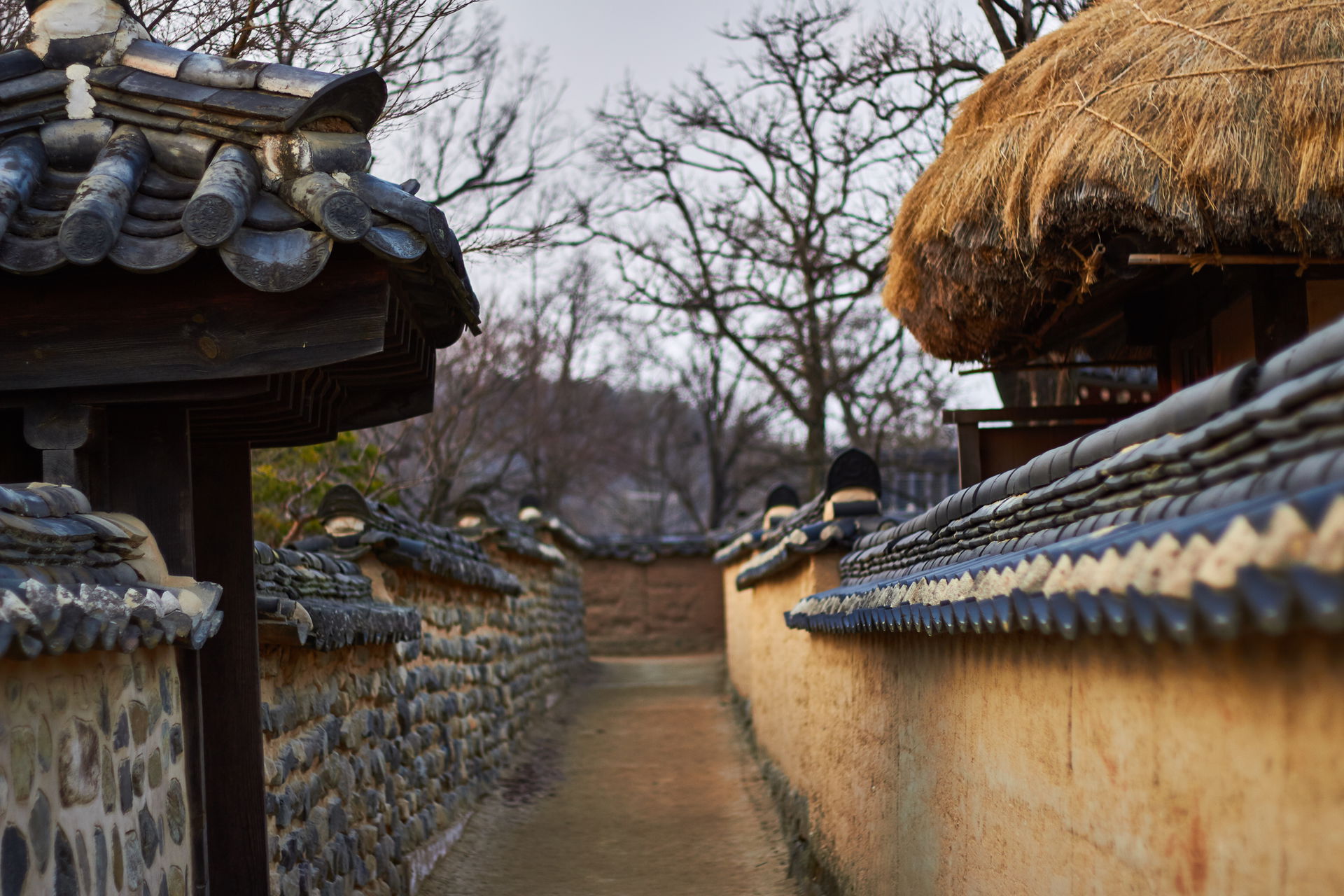 A street view of Hahoe Folk Village.