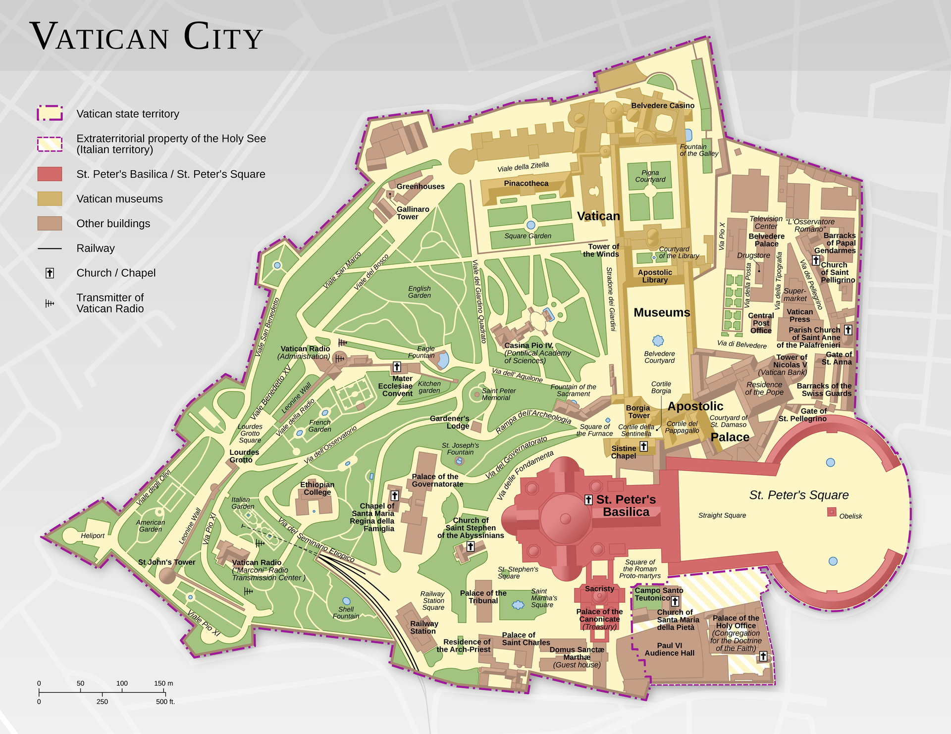 Map of the Vatican City (English version)