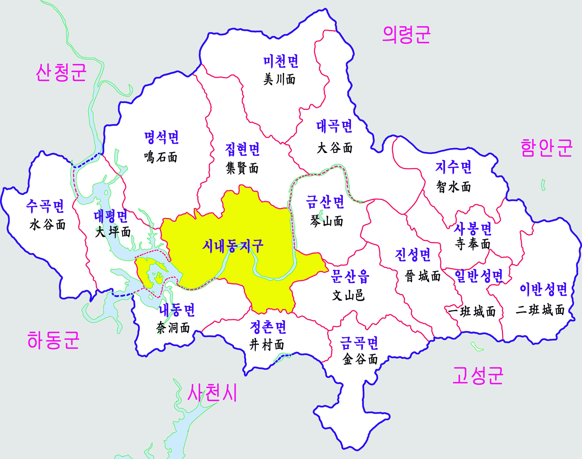 진주시 행정구역도