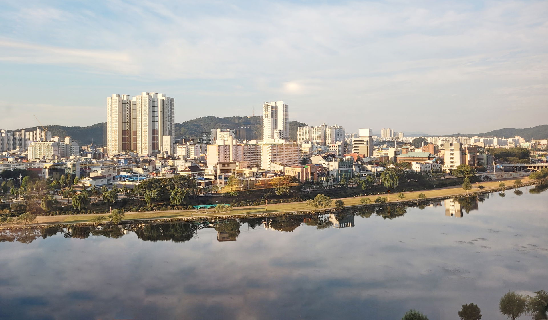 View of Jinju and Nam River, South Korea