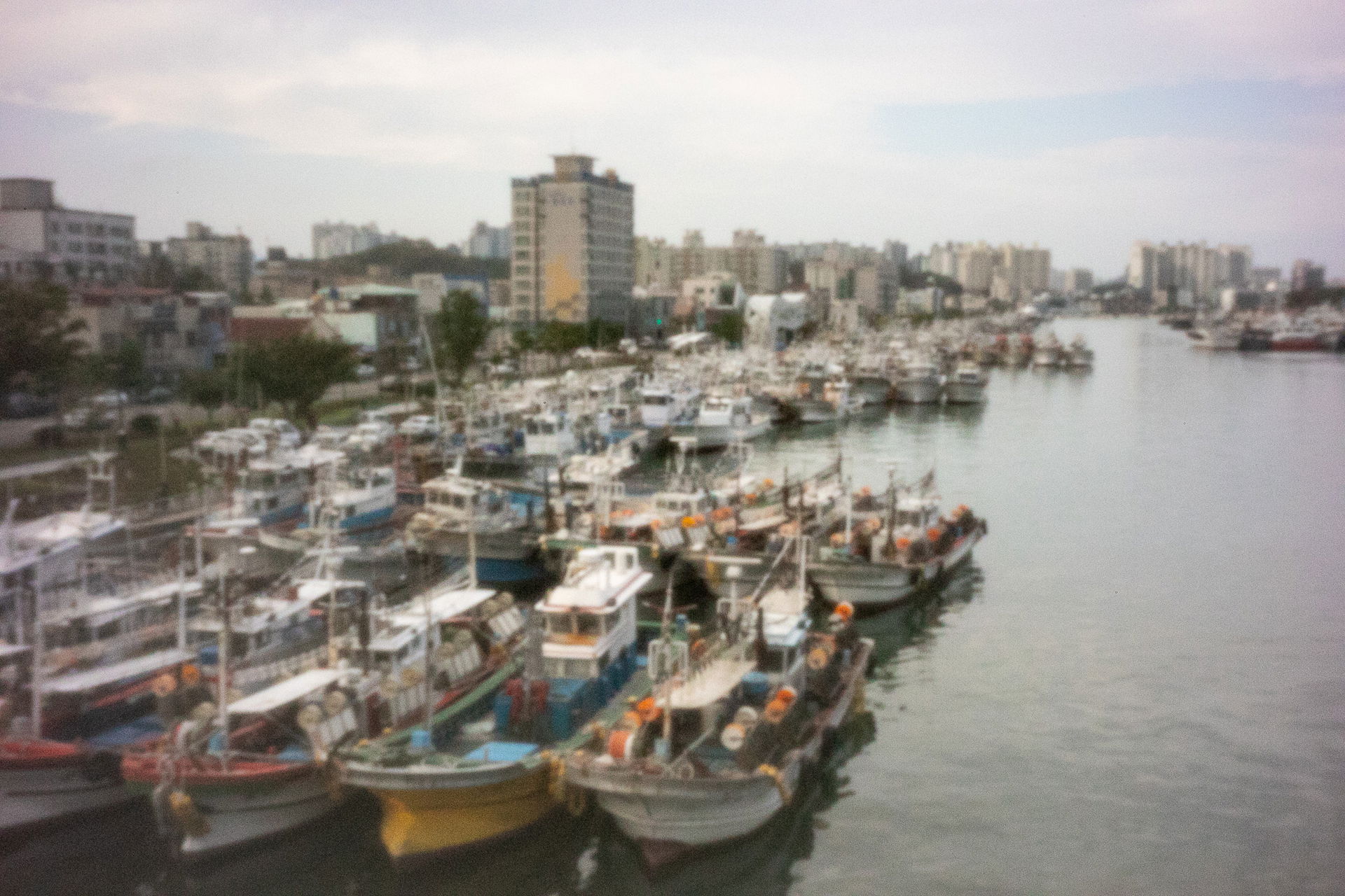 Fishing vessels in Pohang photographed with a pinhole objective