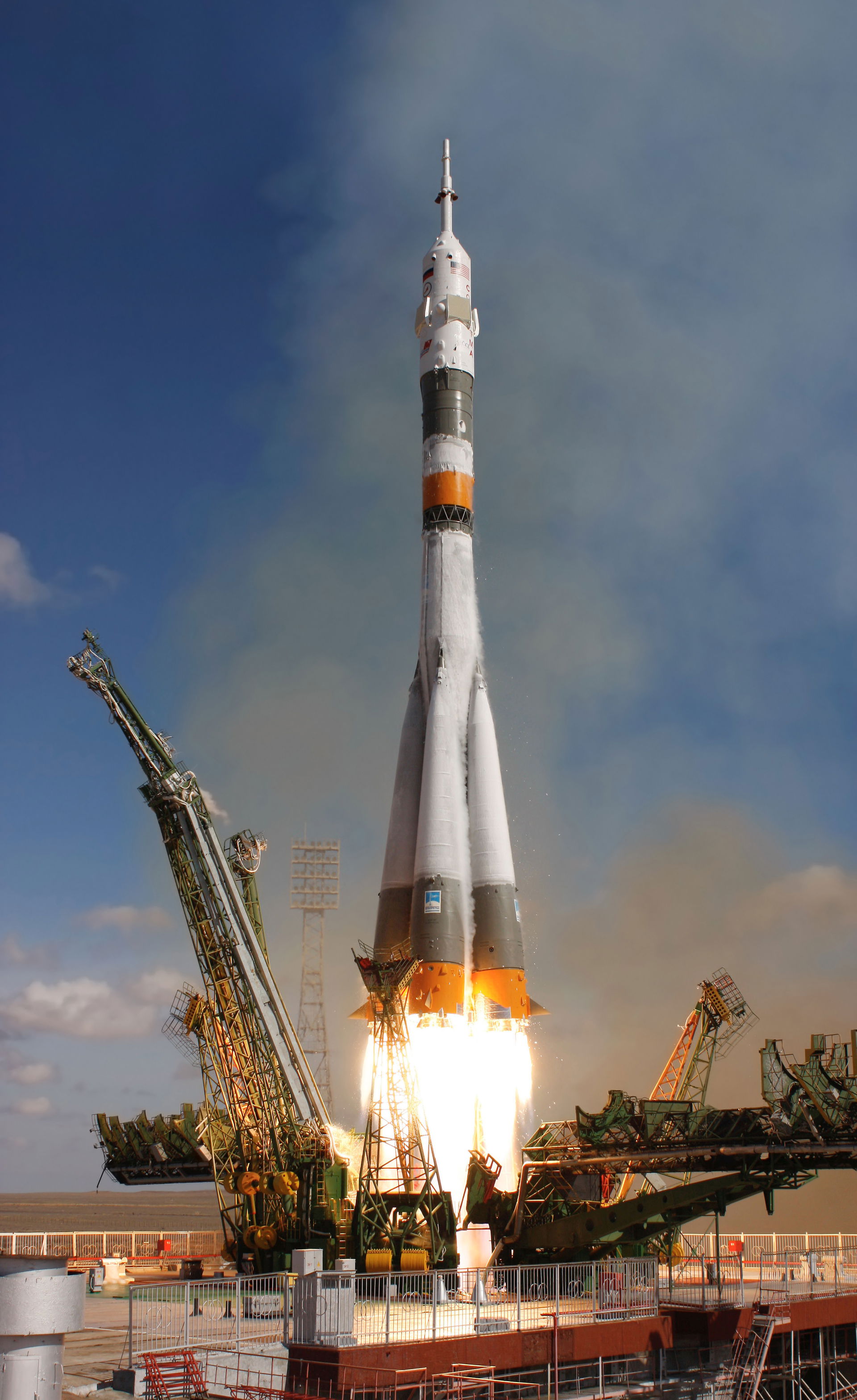 The Soyuz TMA-13 spacecraft, carrying Expedition 18 Commander M…