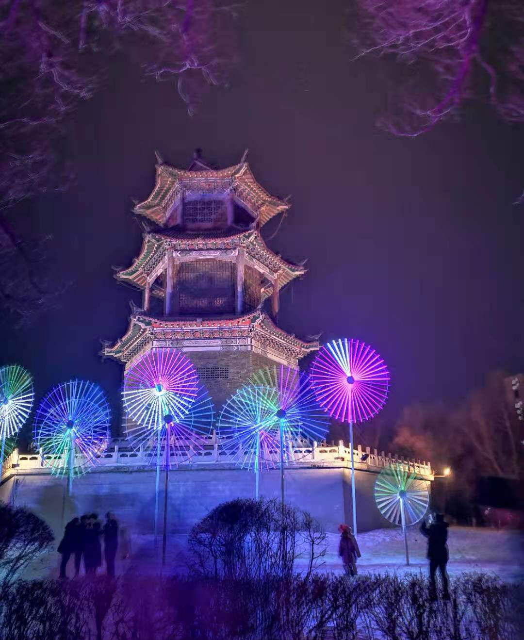 榆树魁星楼夜景,摄于2021年。