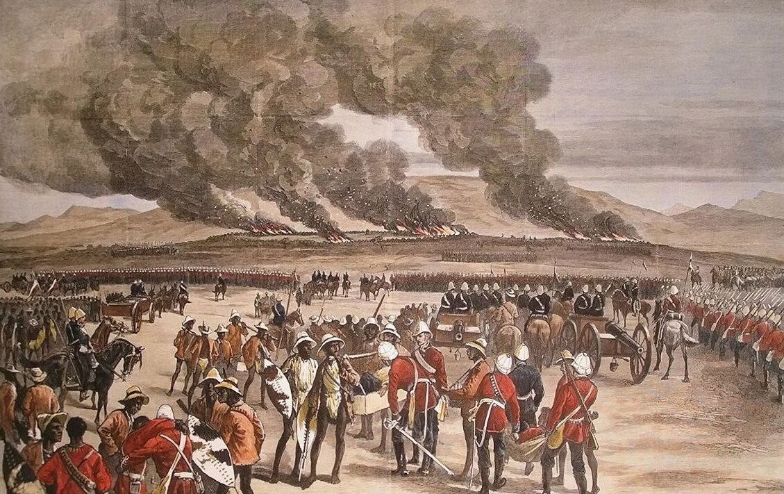 L'incendie d'Ulundi. Gravure de 1879