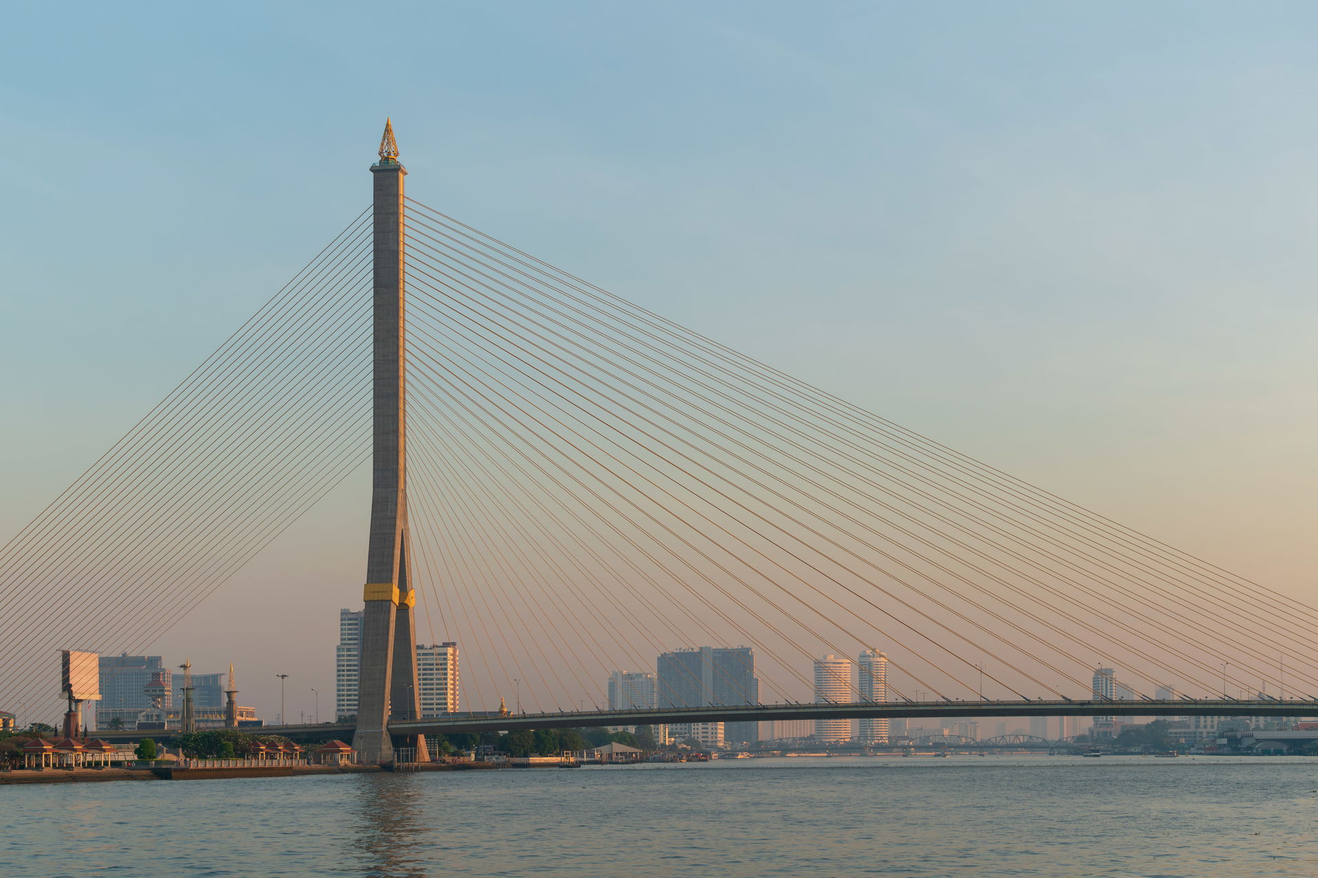 Rama VIII bridge over the Chao Phraya river in Bangkok as seen …