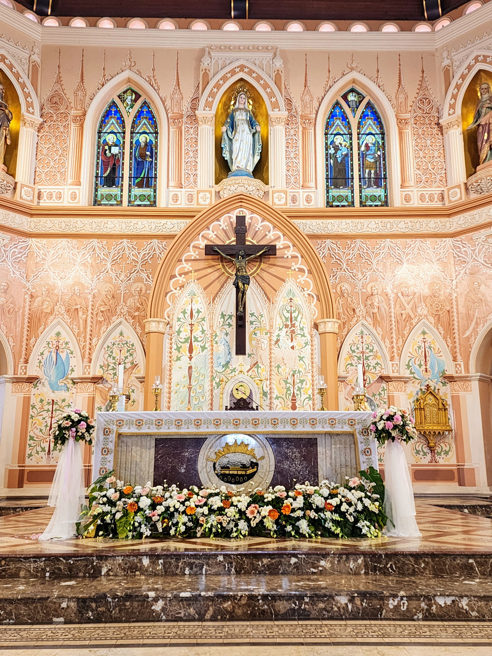 The marble altar in Chanthaburi is at the center of a sanctuary…
