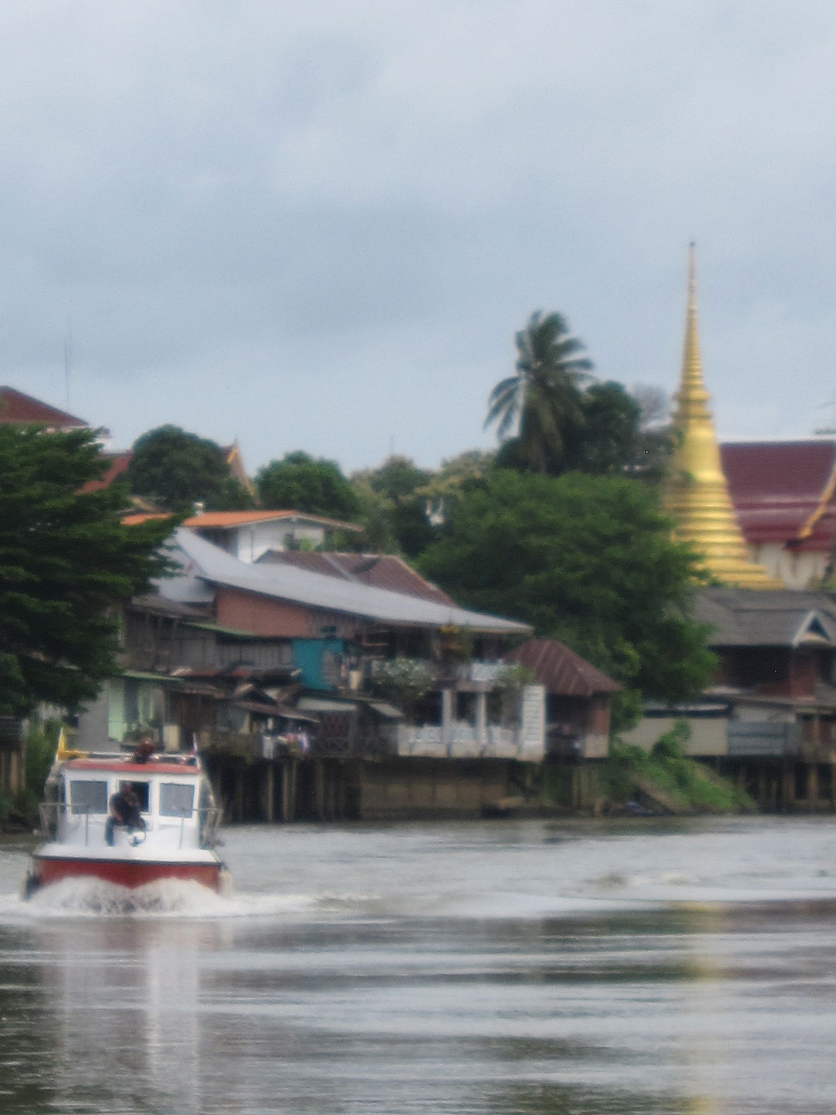 The riverside in Chanthaburi, Thailand. Looking north from the …
