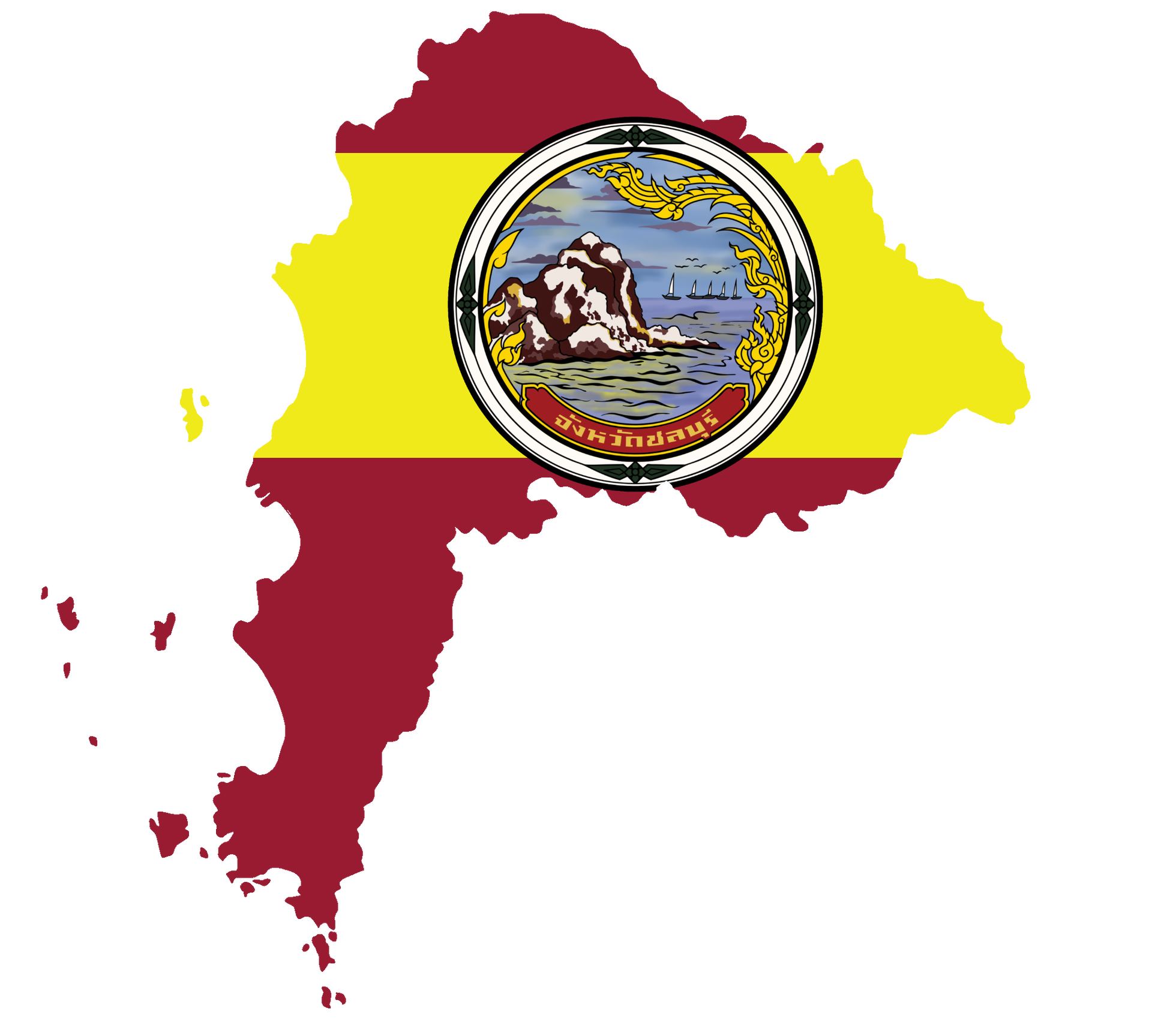 Flag map of Chon Buri province