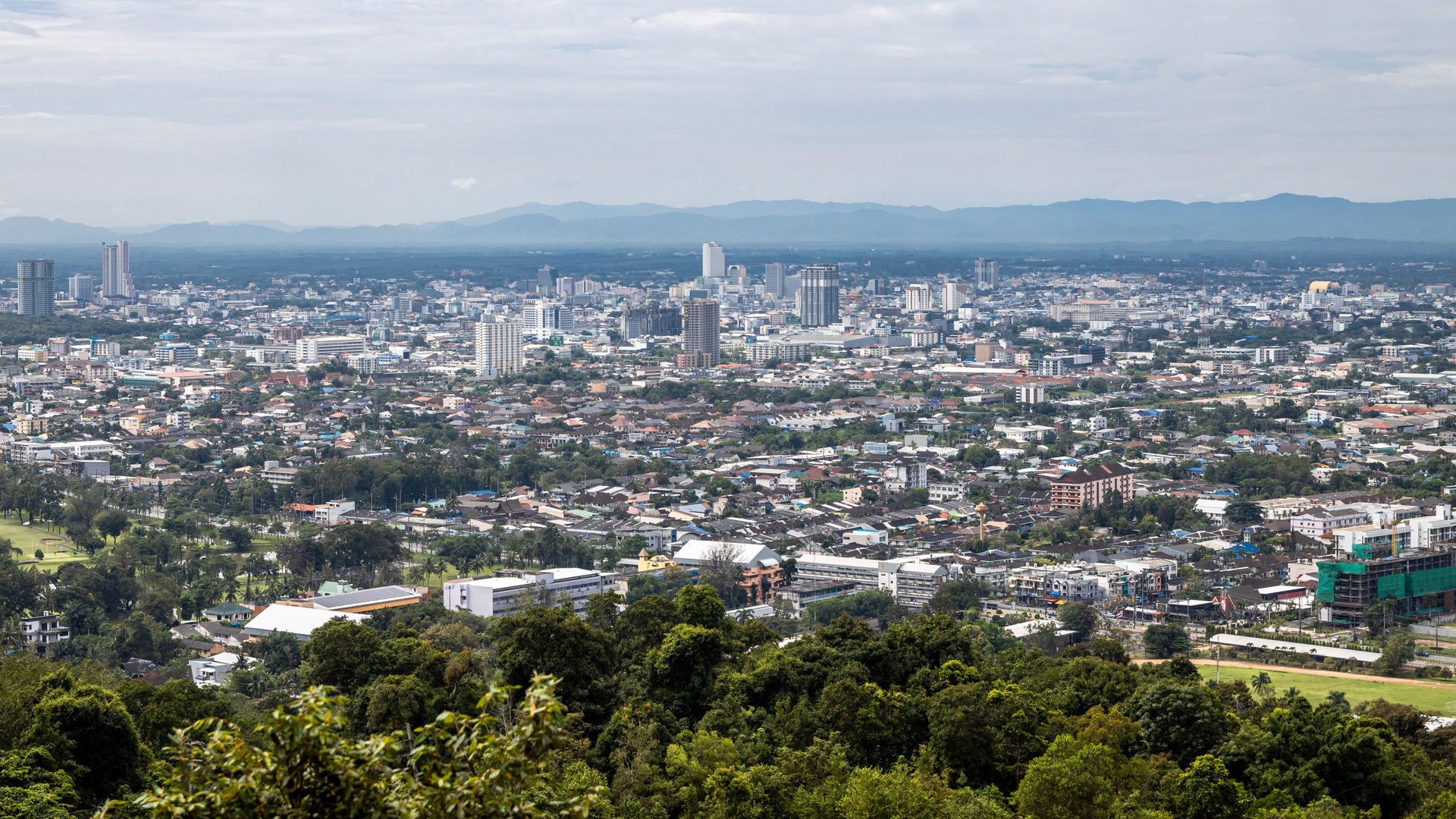 The skyline of Hat Yai City, Hat Yai District, Songkhla provinc…