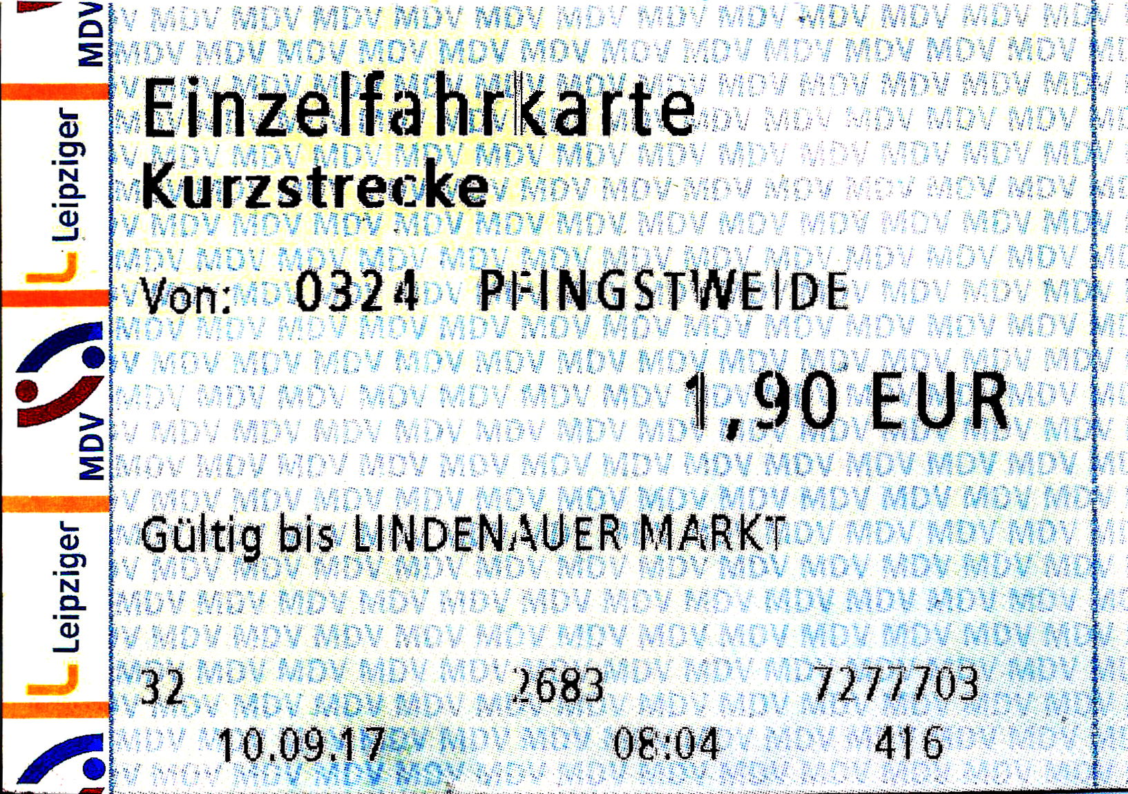 Einzelticket Erwachsener Mitteldeutscher Verkehrsverbund (MDV),…