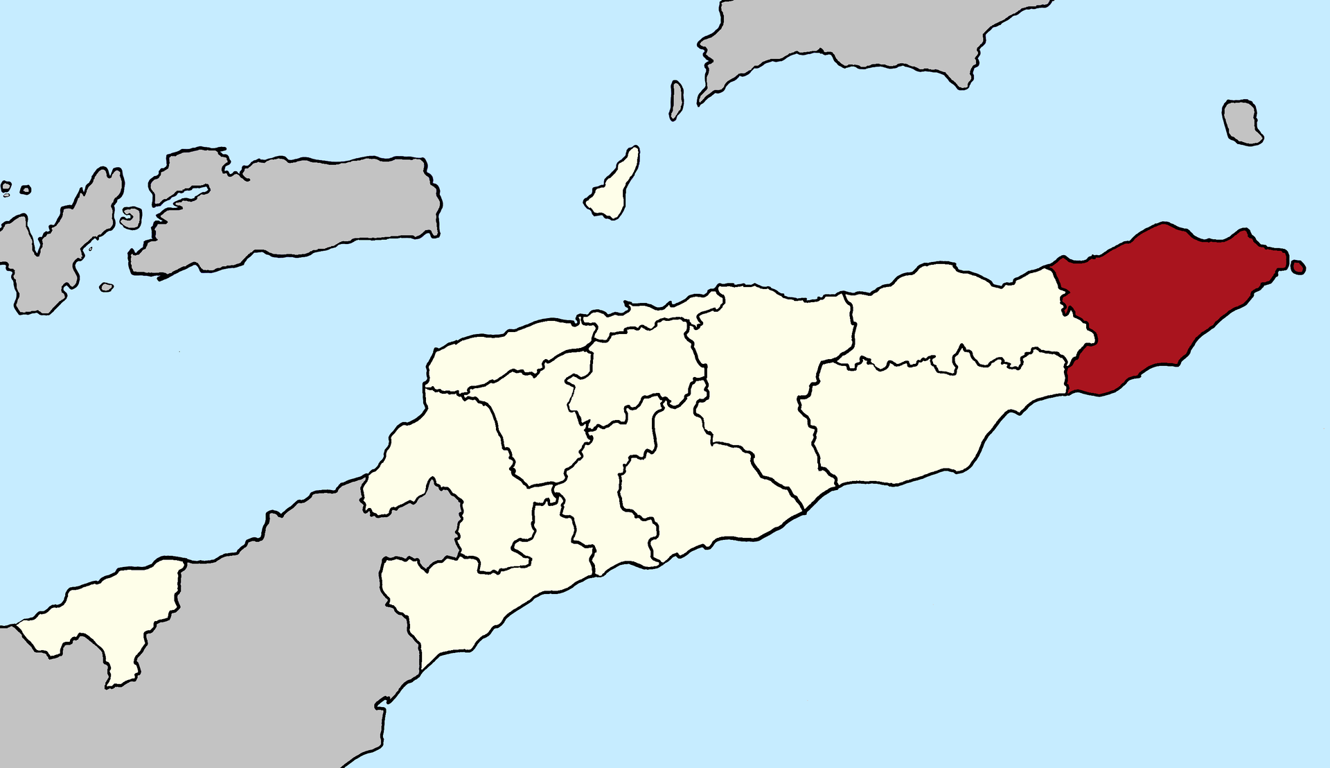 Locator map of Lautém municipality since 2015, East Timor