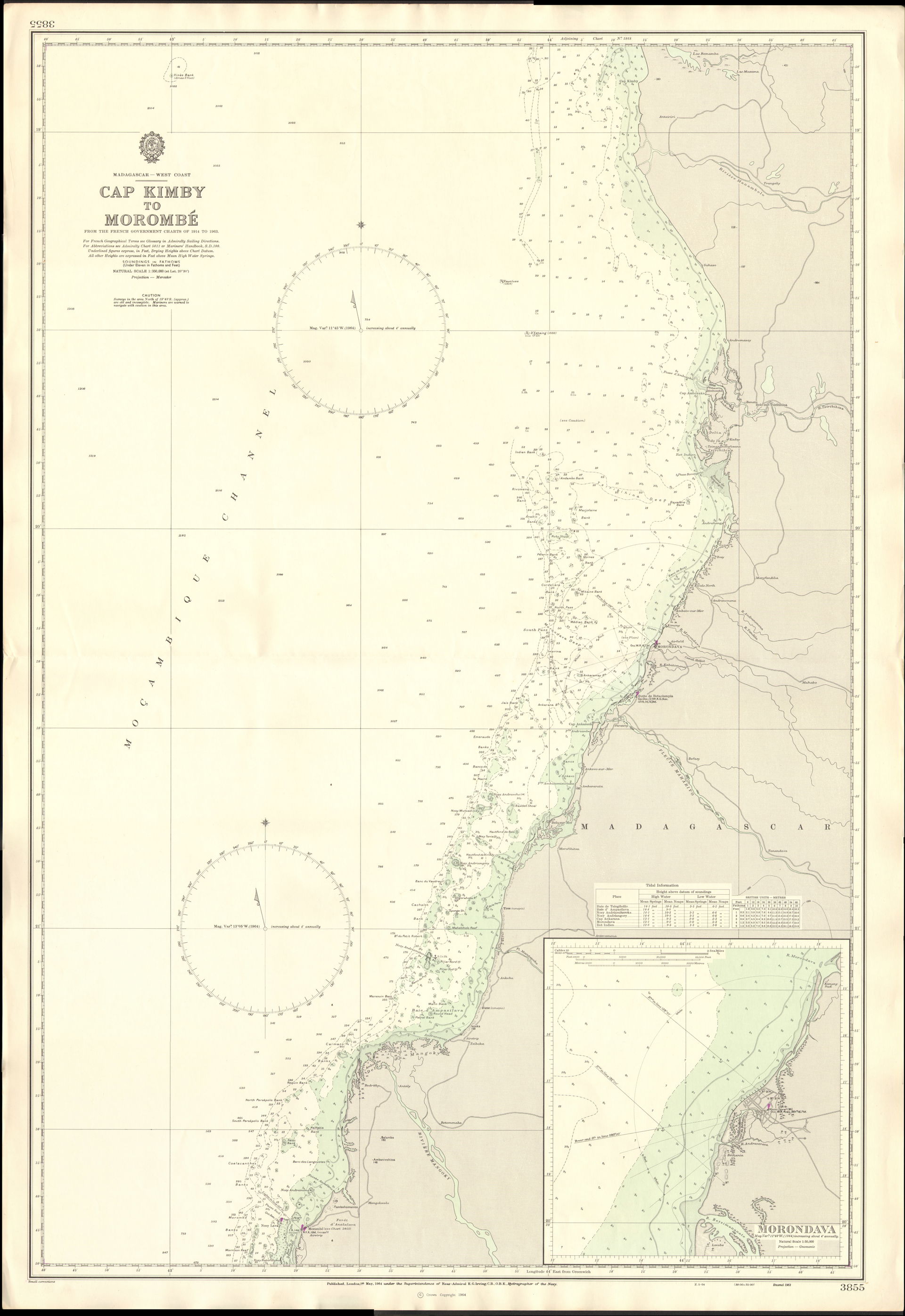 Nautical chart of Cap Kimby to Morombé. Not current - not to be…
