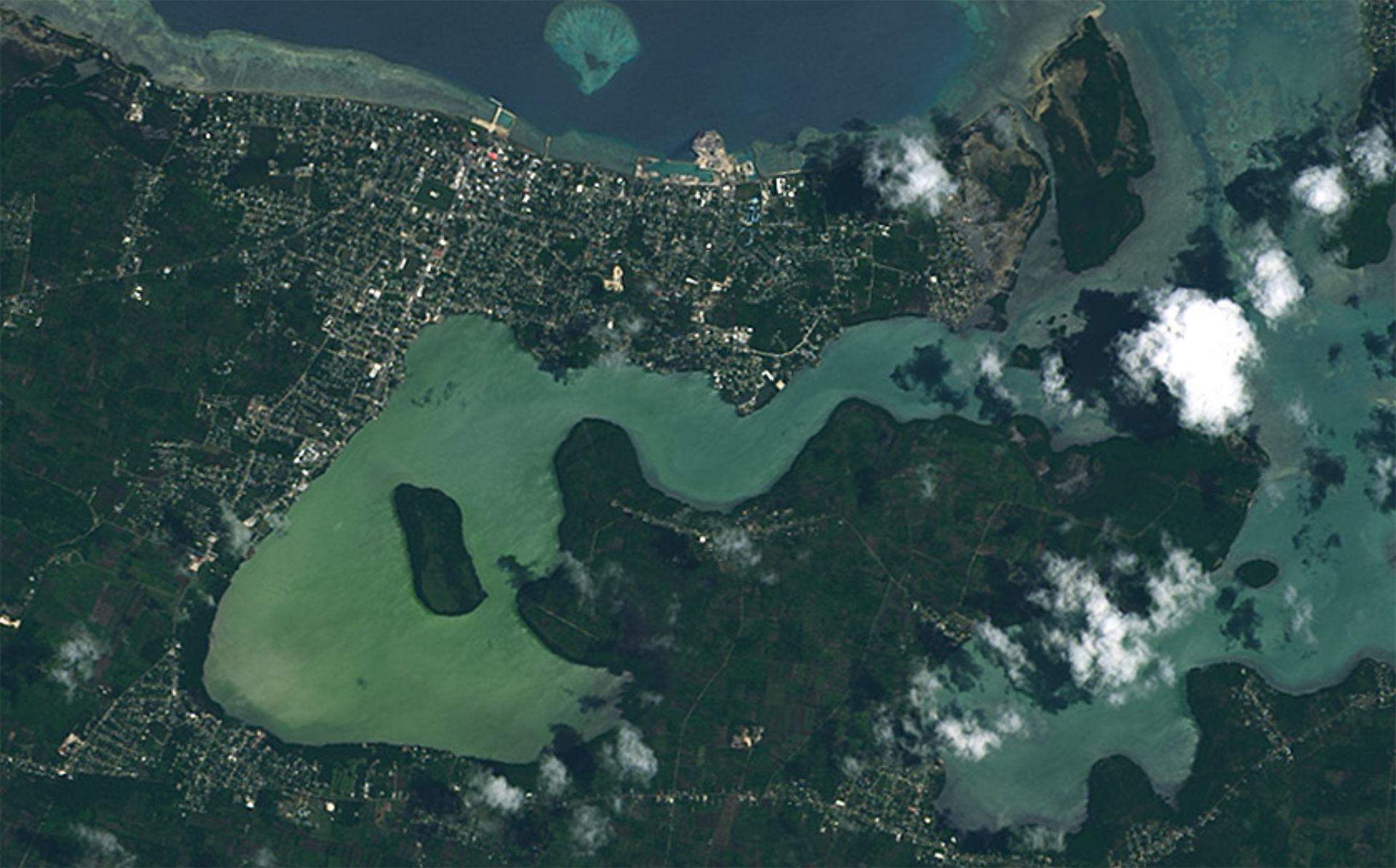 Satellite view of Nuku'alofa, capital of Tonga on Tongatapu isl…