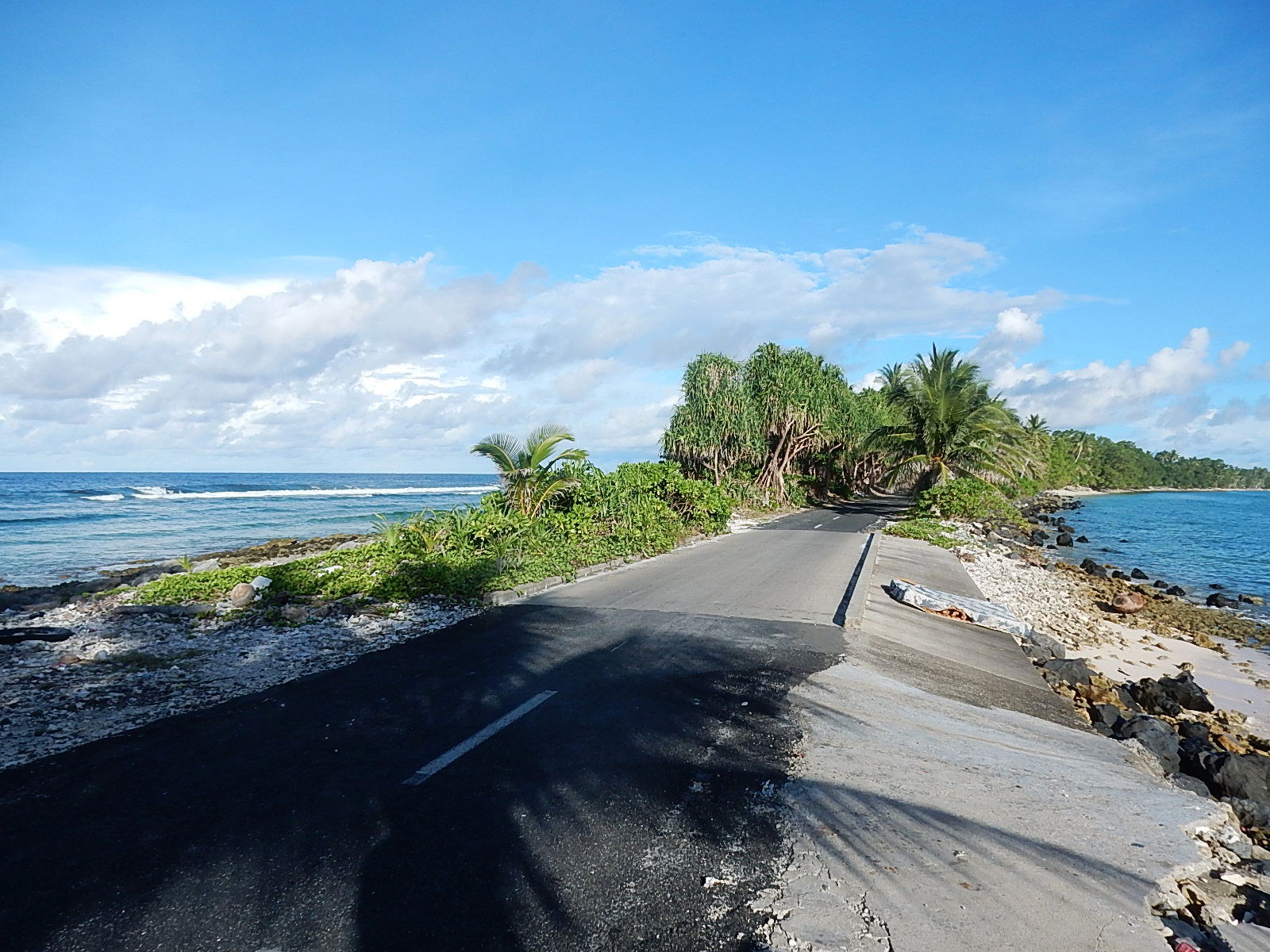 Narrowest road in Funafuti, Tuvalu.