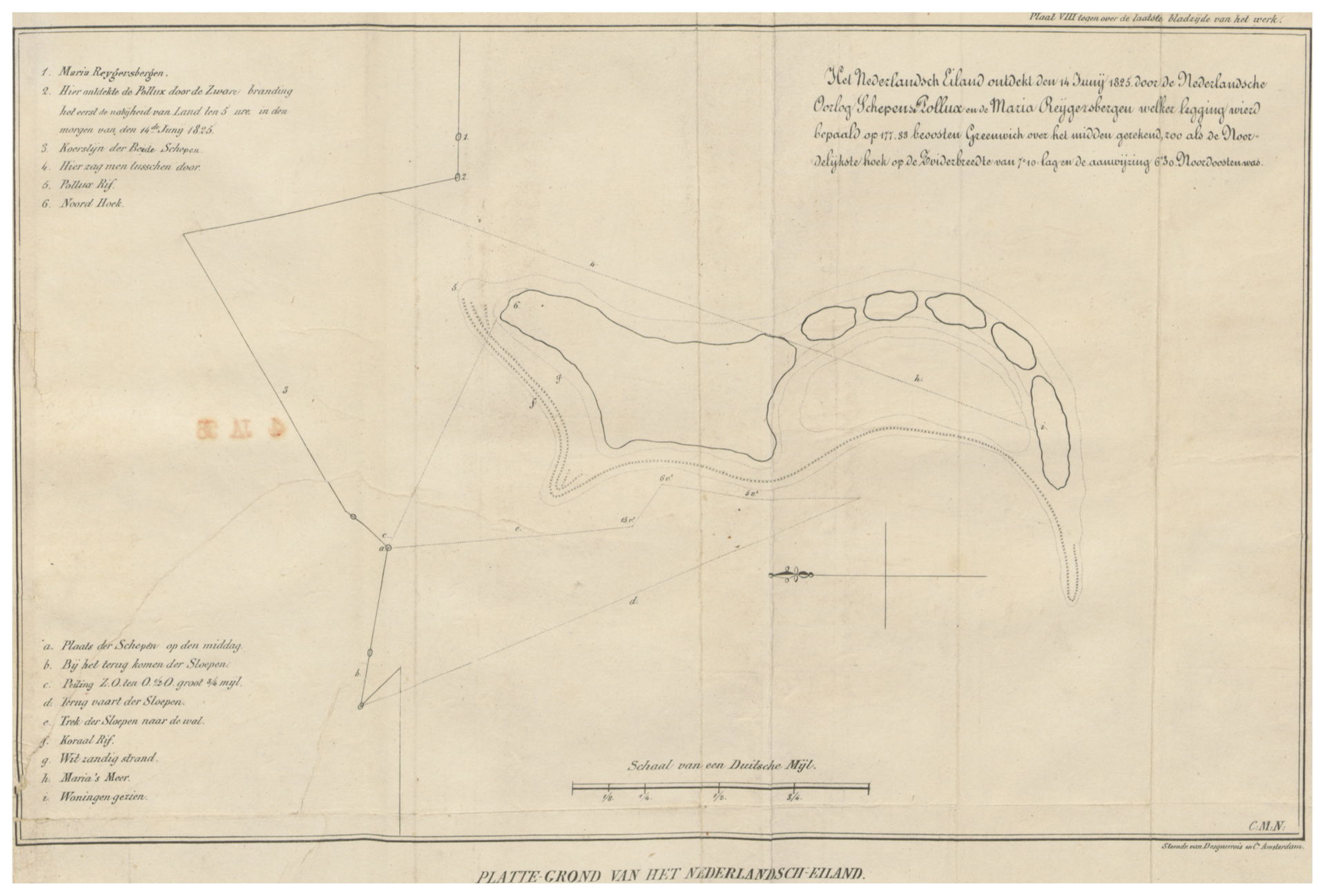 The map shows a part of the Tanrake island, Nui Atoll, Tuvalu.