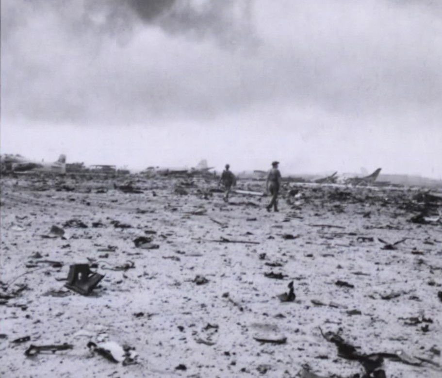Aftermath of explosion at Bien Hoa Air Base. Military personnel…