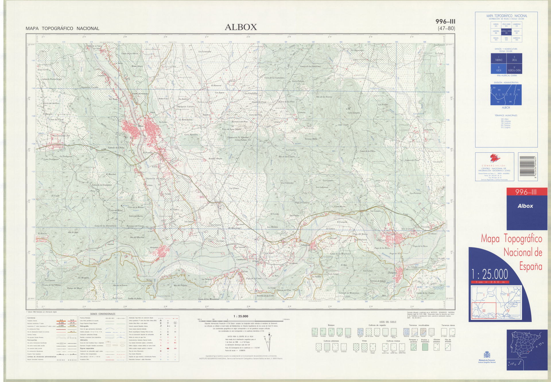 Fragment 0996c3 of the National Topographic Map of Spain in 199…