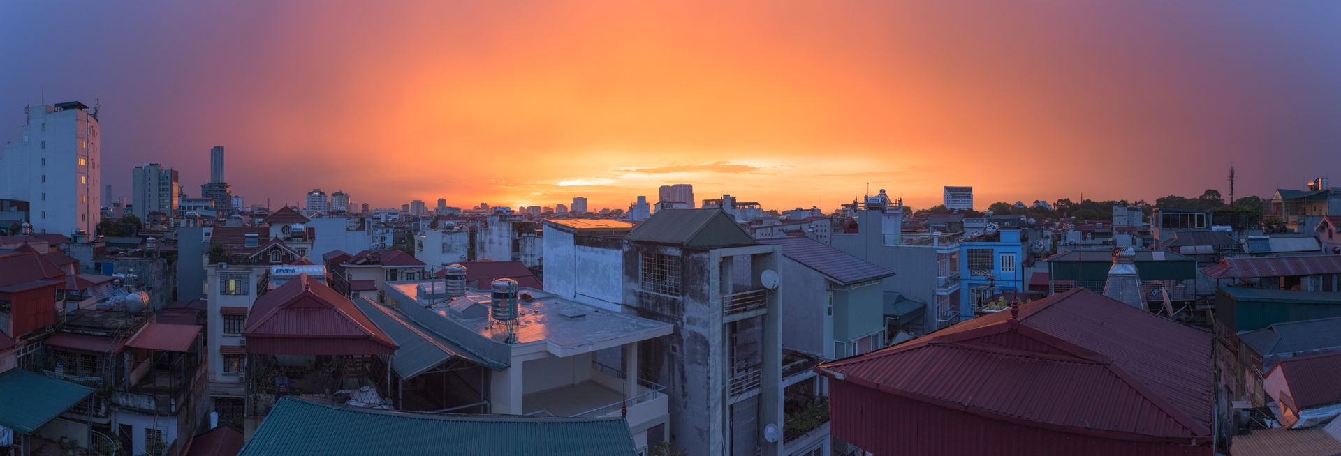 Sunset over Hanoi, Vietnam, after a short but strong storm.