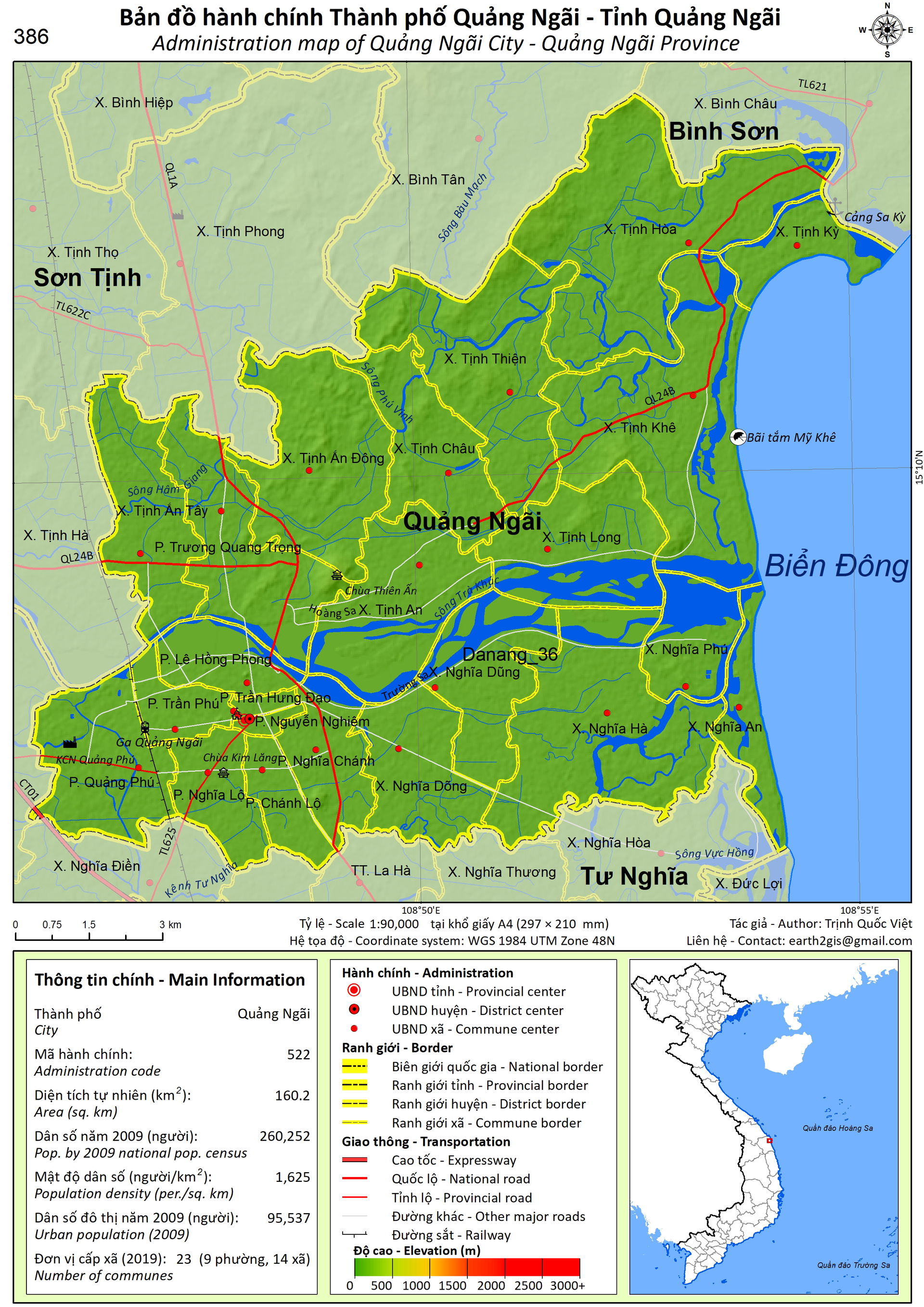 Administration map of Quang Ngai City, Quang Ngai Province