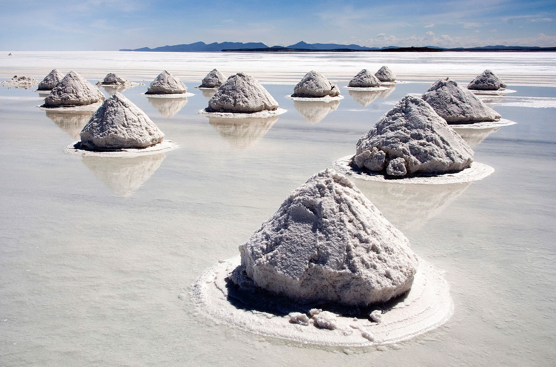 Salt mounds in Salar de Uyuni, Bolivia. The Salar de Uyuni is t…