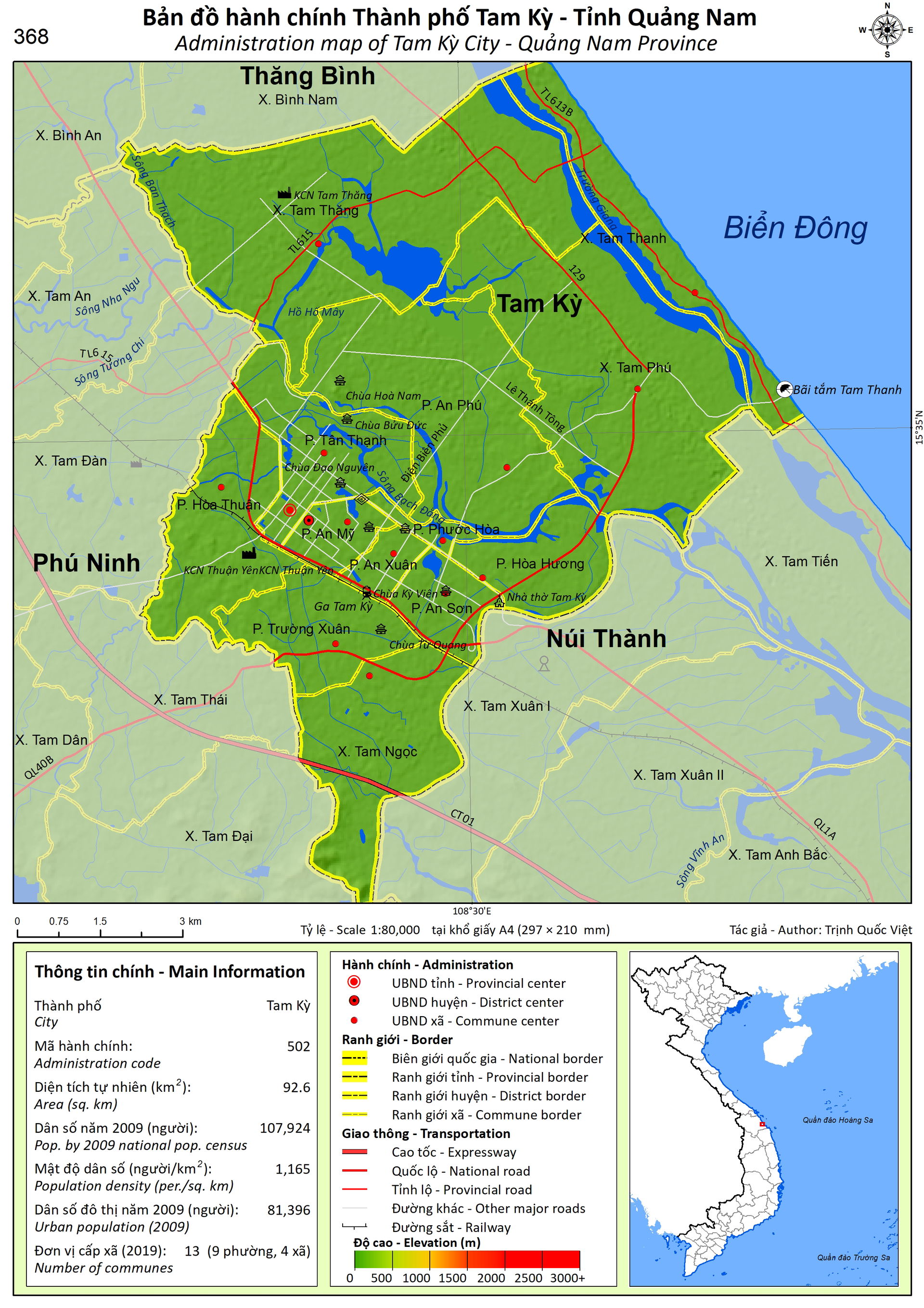 Administration map of Tam Ky City