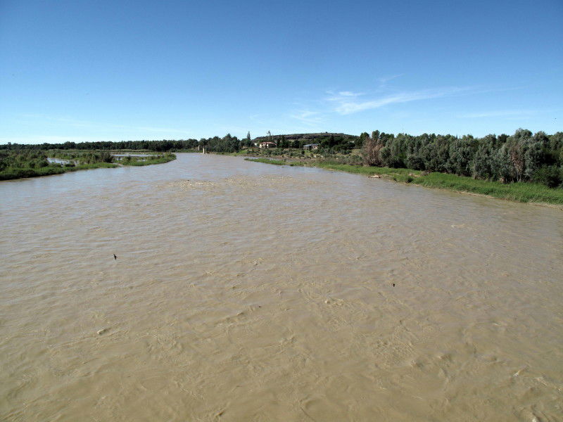 The Gariep River, with the town of Prieska in the background, S…