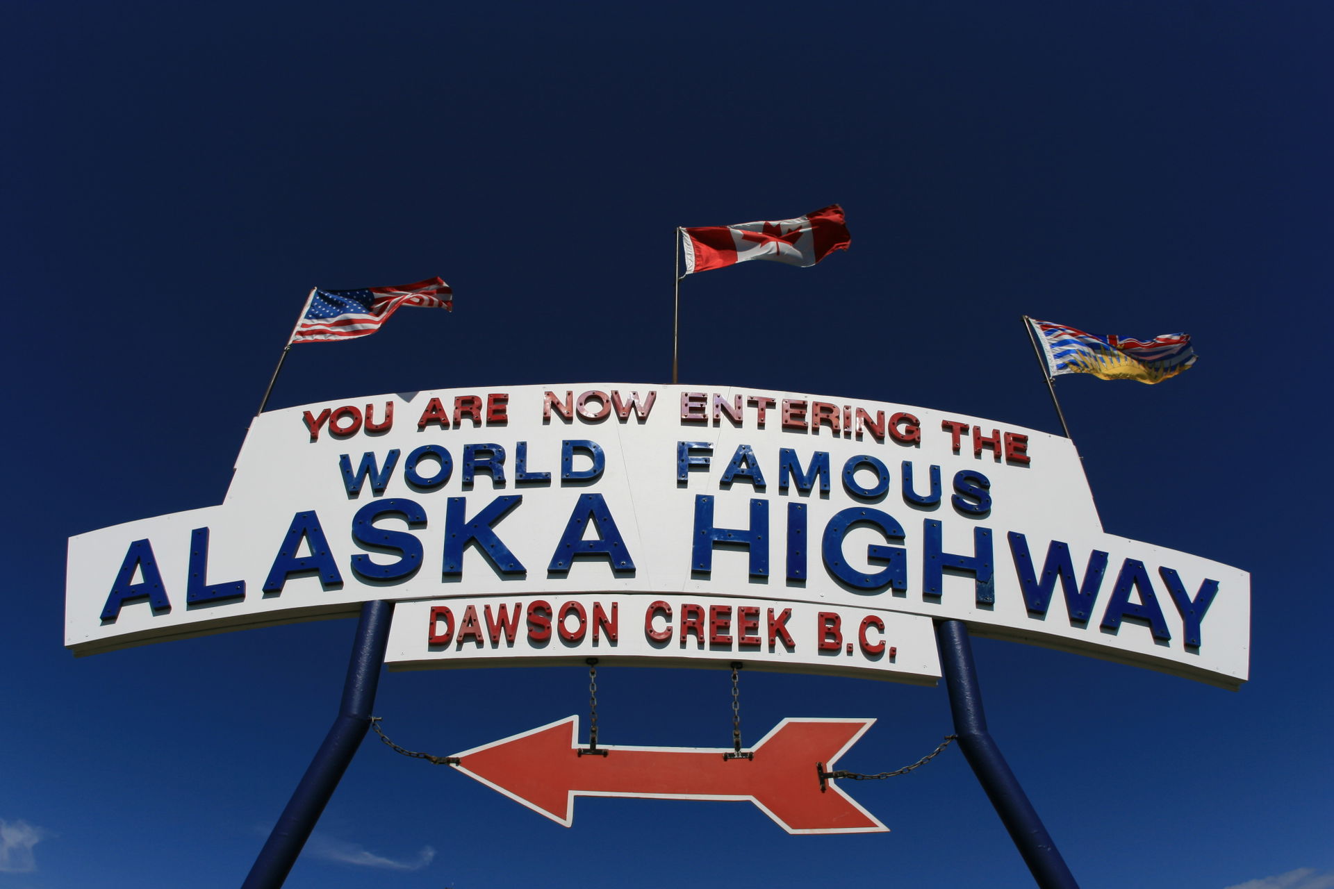 Photograph of sign along Alaska Highway in Dawson Creek, Britis…