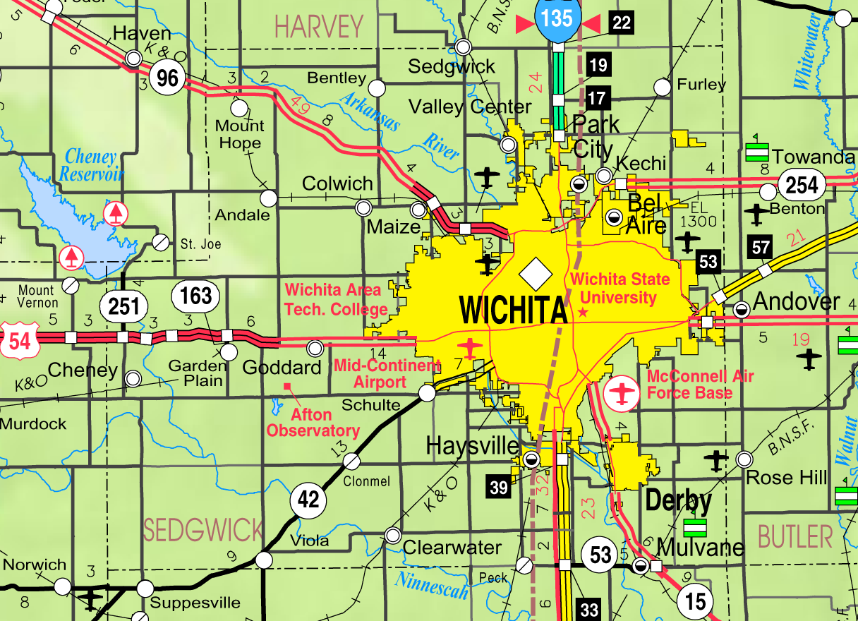 This map of Sedgwick County, Kansas, USA, is copied at a resolu…