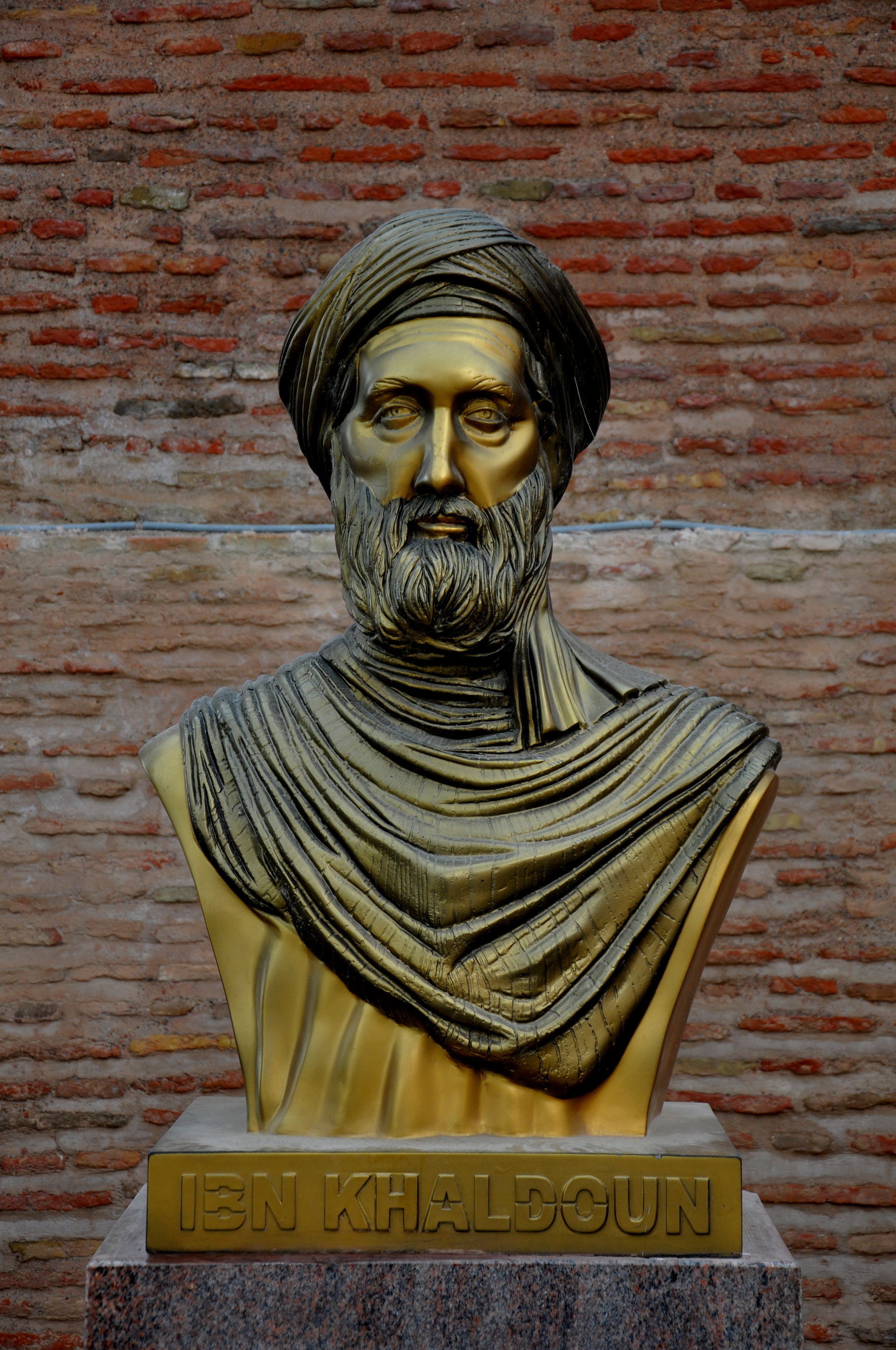 Bust of Ibn Khaldoun in the entrance of the Casbah of Bejaia, A…