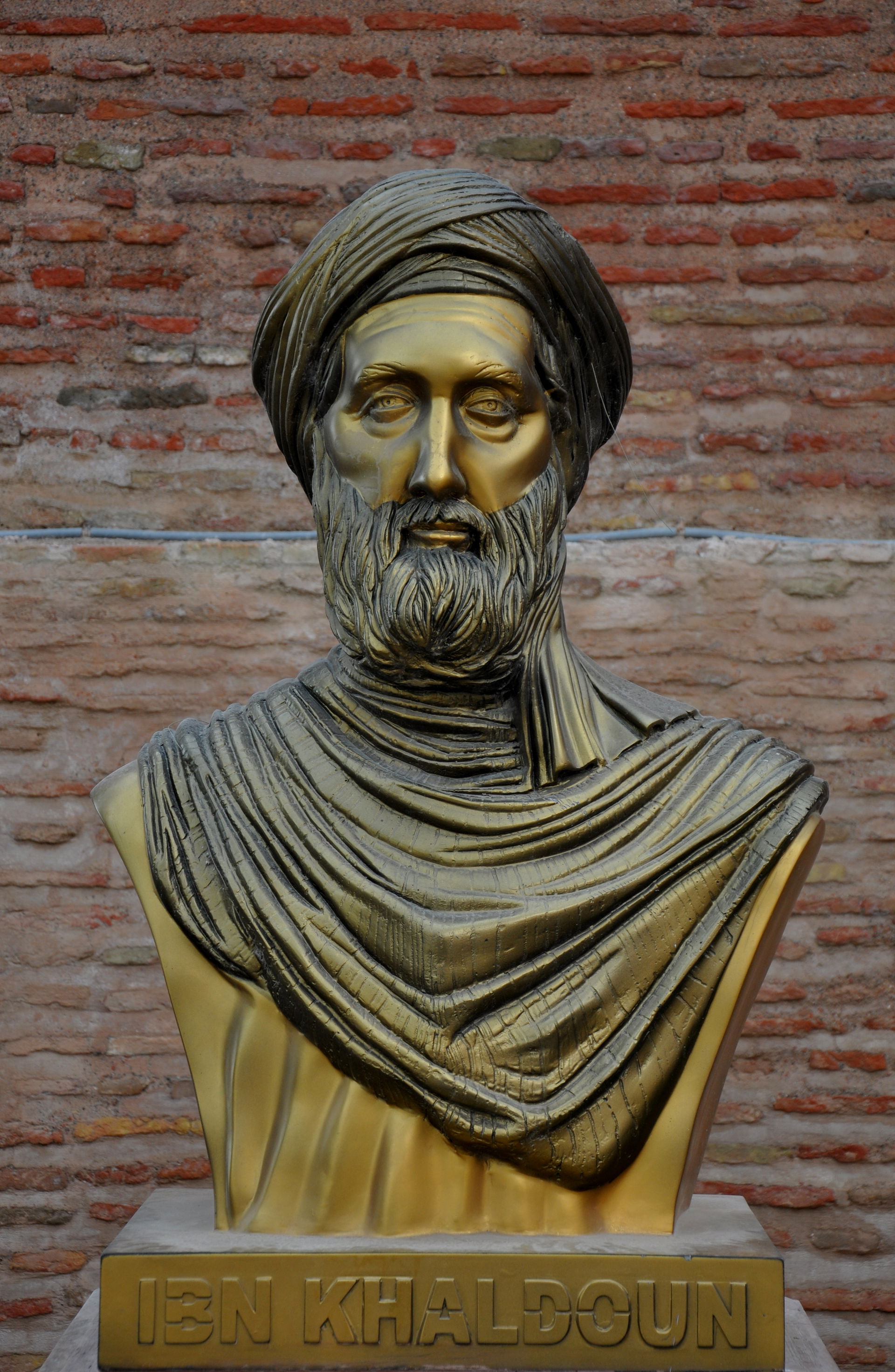 Bust of Ibn Khaldoun in the entrance of the Kasbah of Bejaia, A…