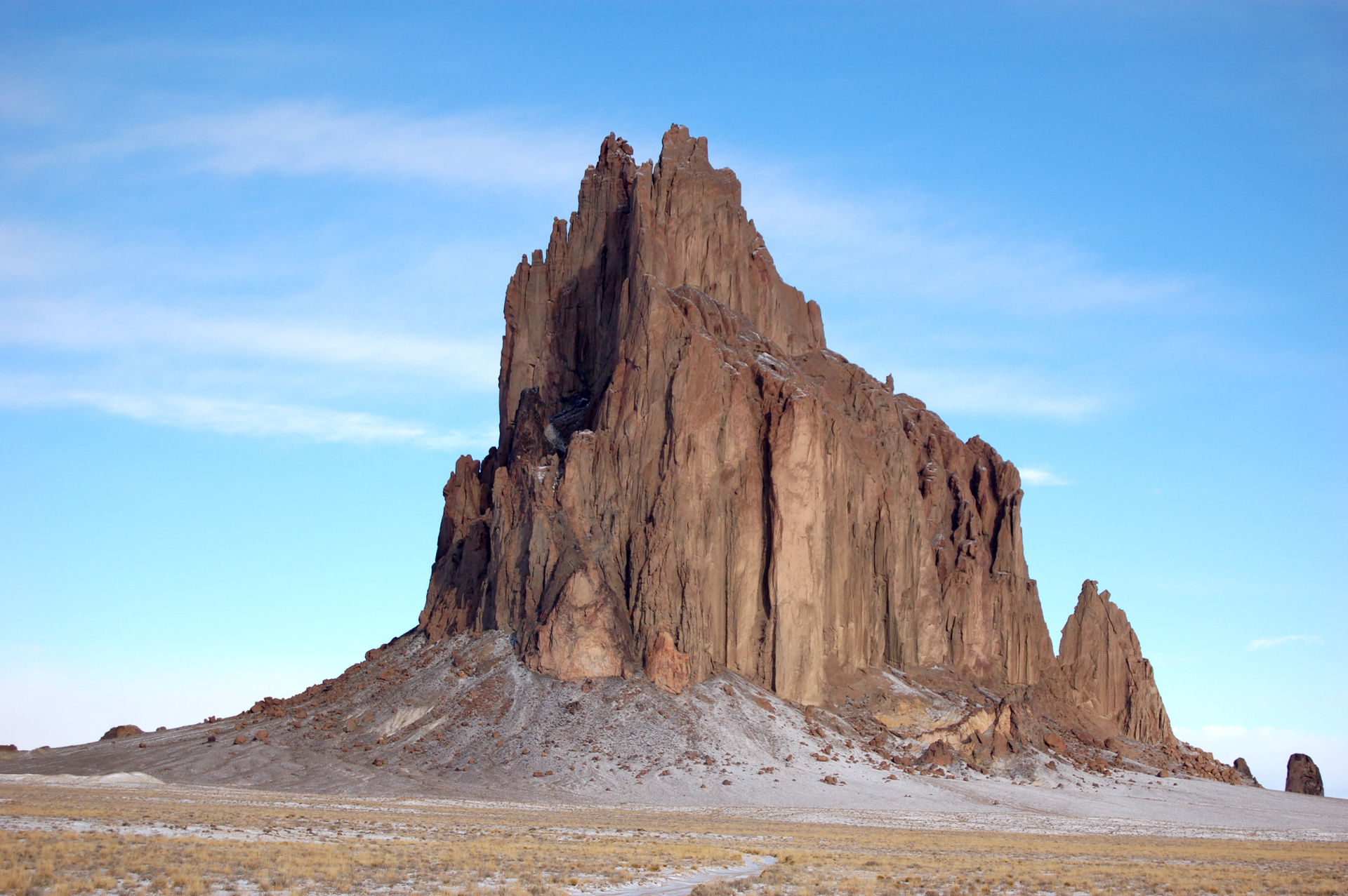 A photograph of Shiprock, Navajo Nation, New Mexico, USA.