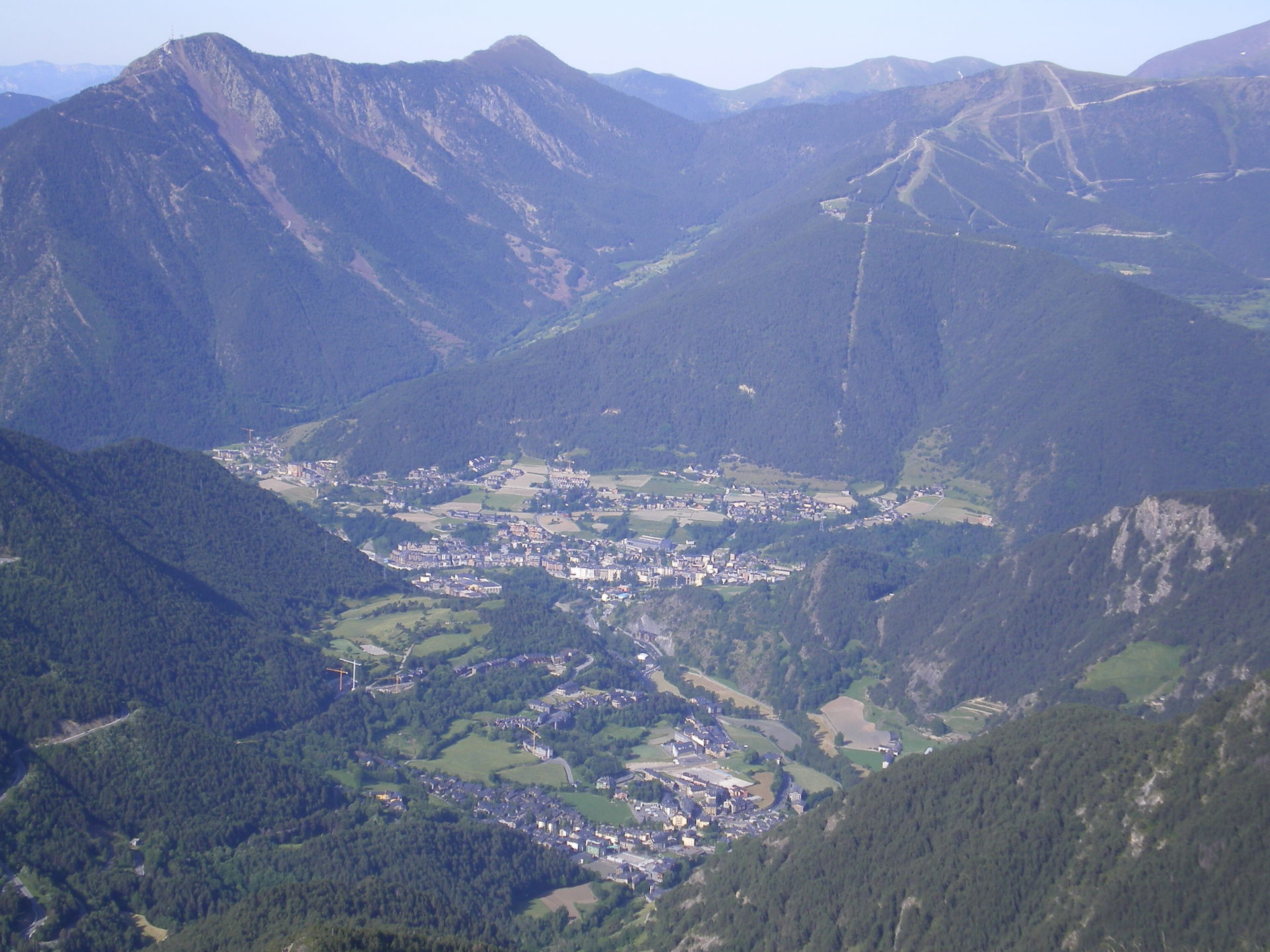 La Massana (town) in the background, Ordino (town) in the foreg…