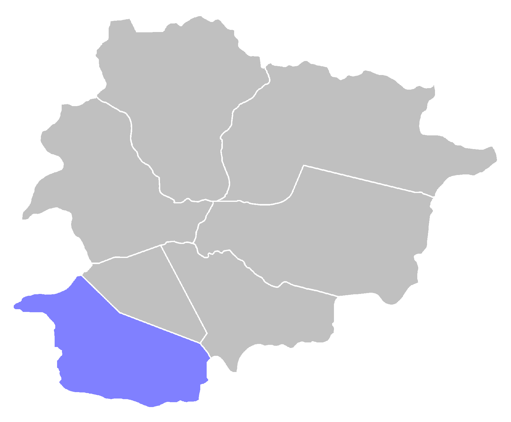Map of the parish of Sant Julià de Lòria in the south of Andorr…