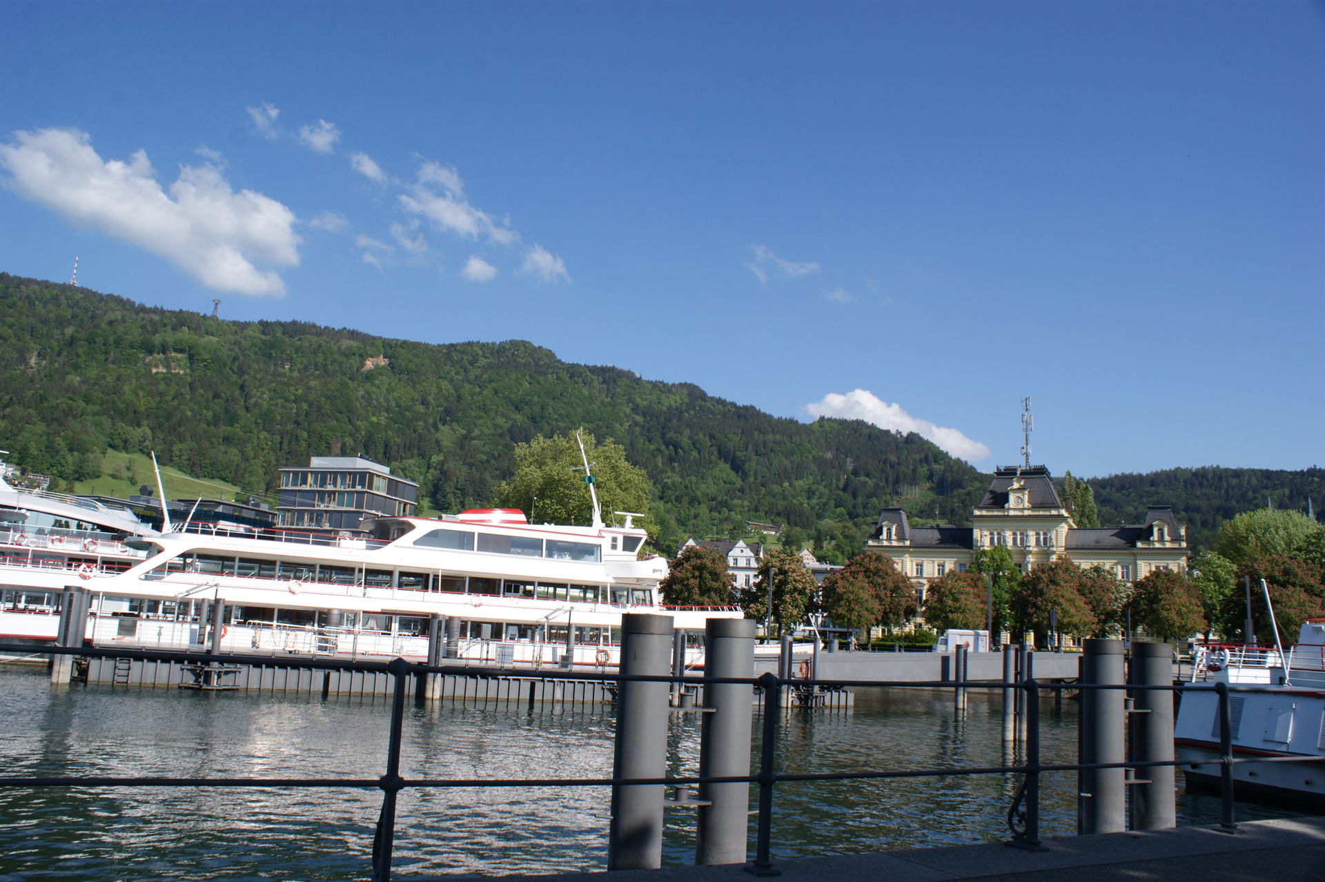 Bregenz harbor and Pfaender in Bregenz in Vorarlberg, Austria.