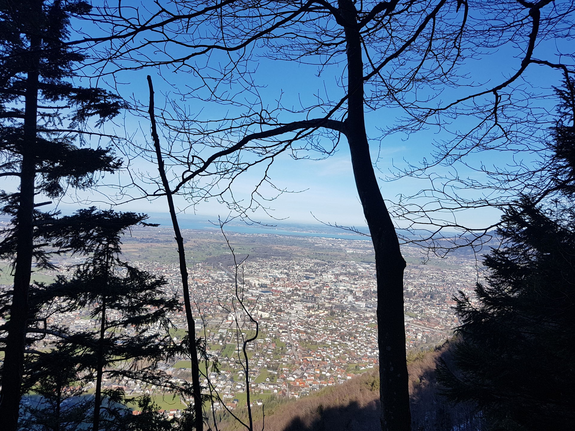 Leiterweg, a hiking trail in Dornbirn, Vorarlberg, Austria. Vie…
