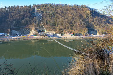 Baustelle der Vierten Linzer Donaubrücke am 10.3.2022